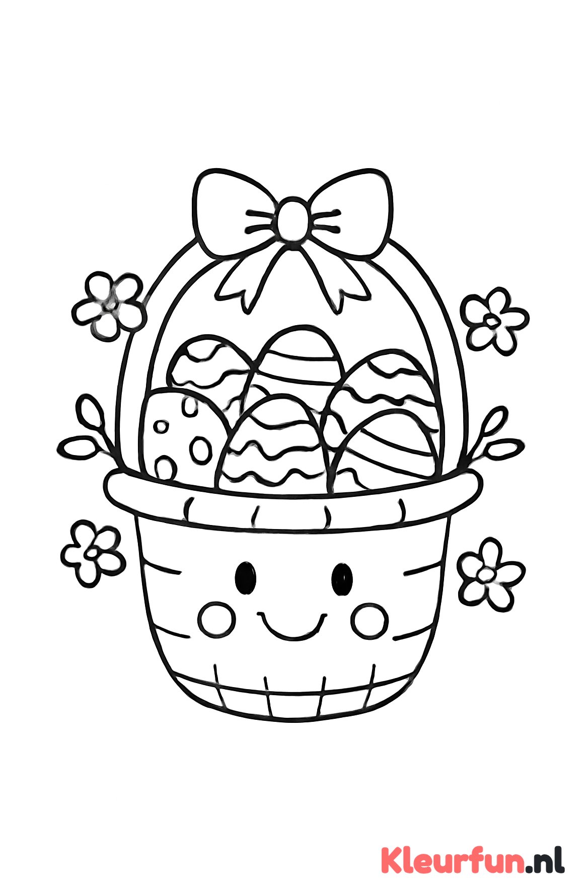 Mand met paaseieren en bloemen