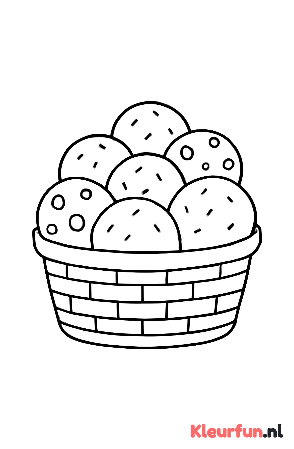 Mand vol oliebollen grote vormen