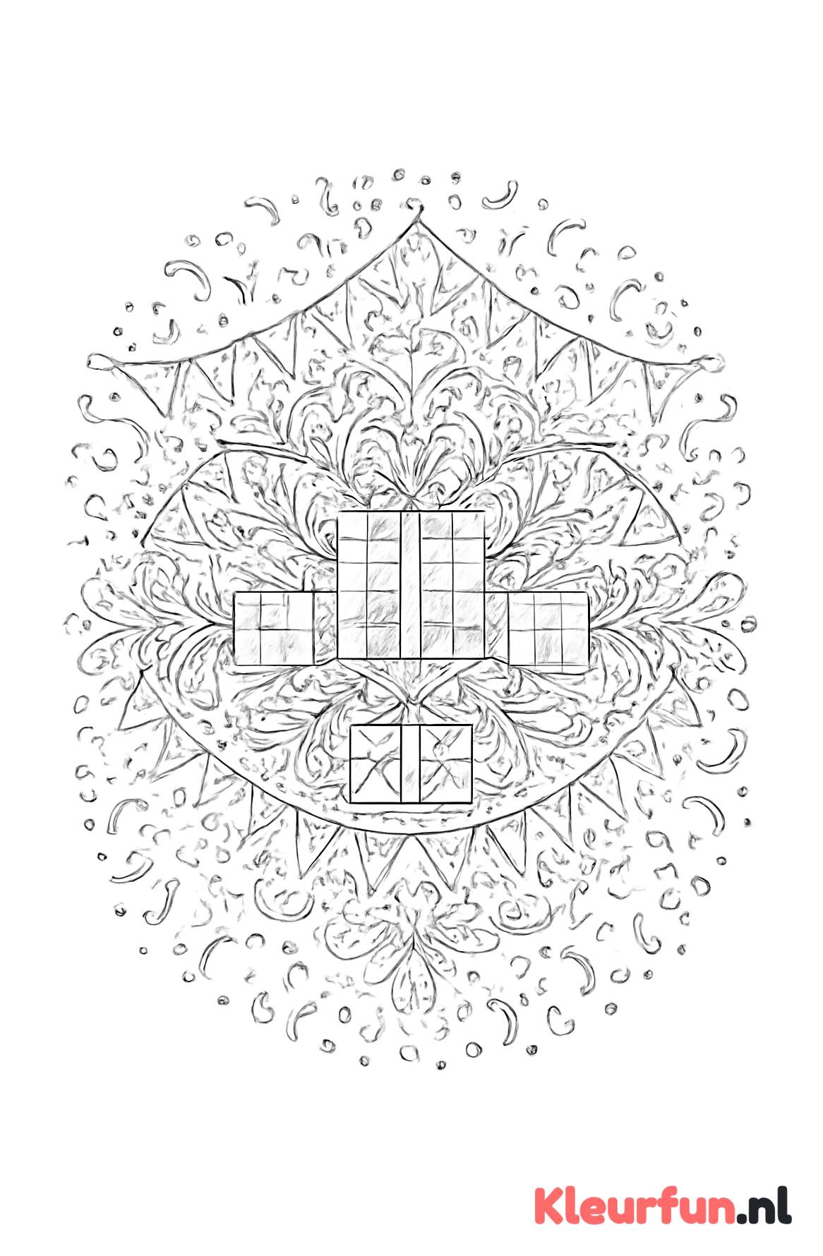 Mandala van confetti en vlaggetjes
