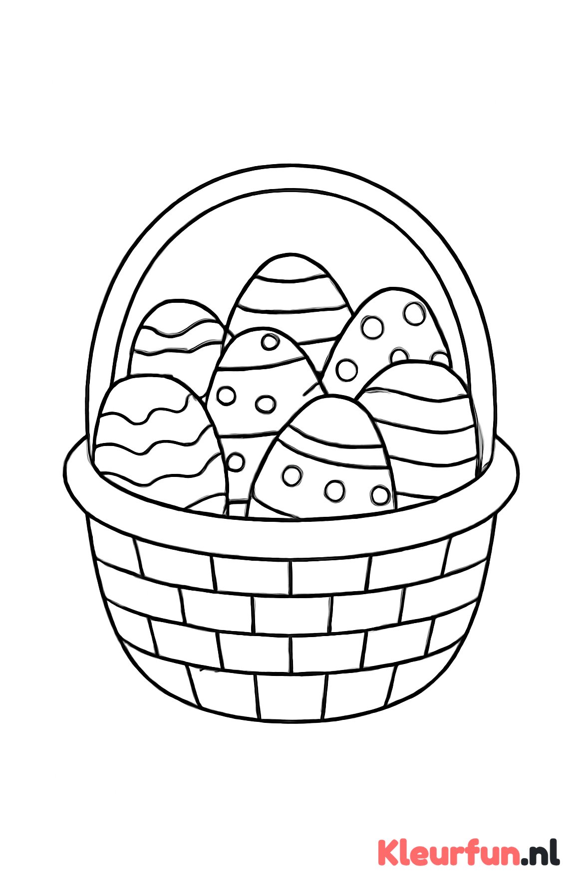 Mandje met versierde paaseieren