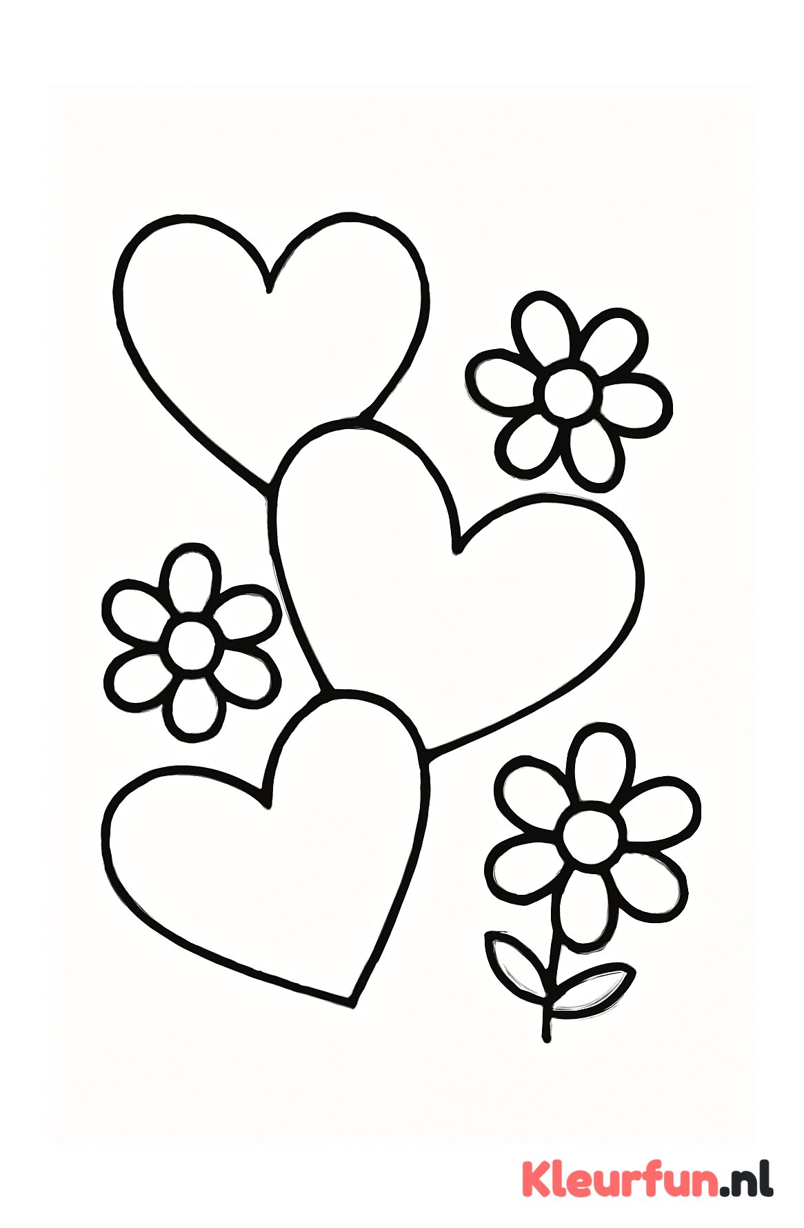 Meerdere grote hartjes en bloemen