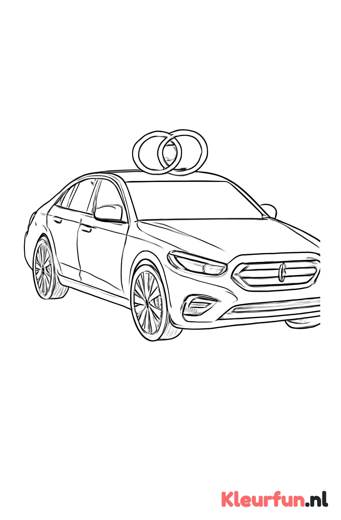 Moderne trouwauto met ringen