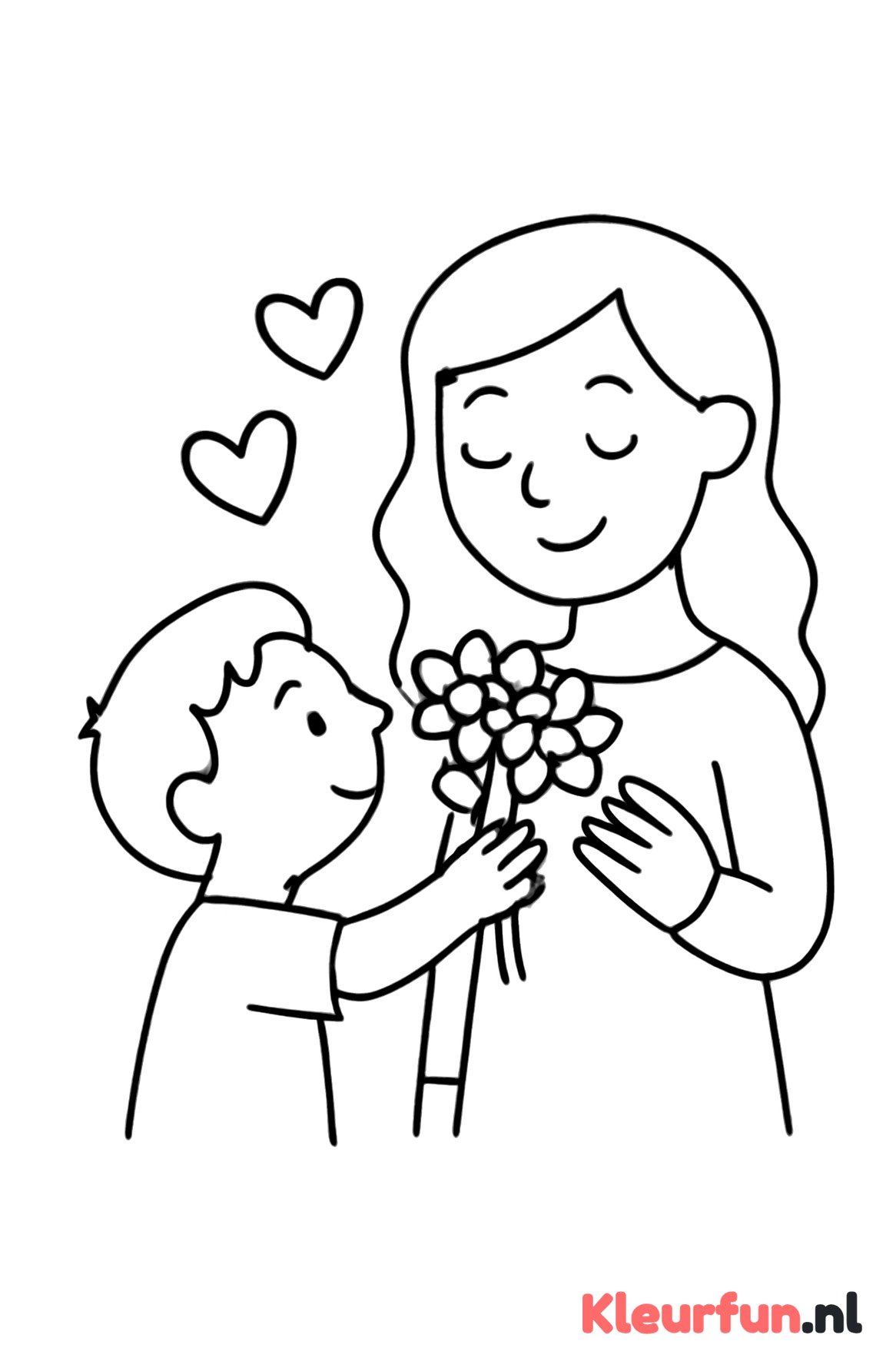 Moeder met Bloemen van Kind