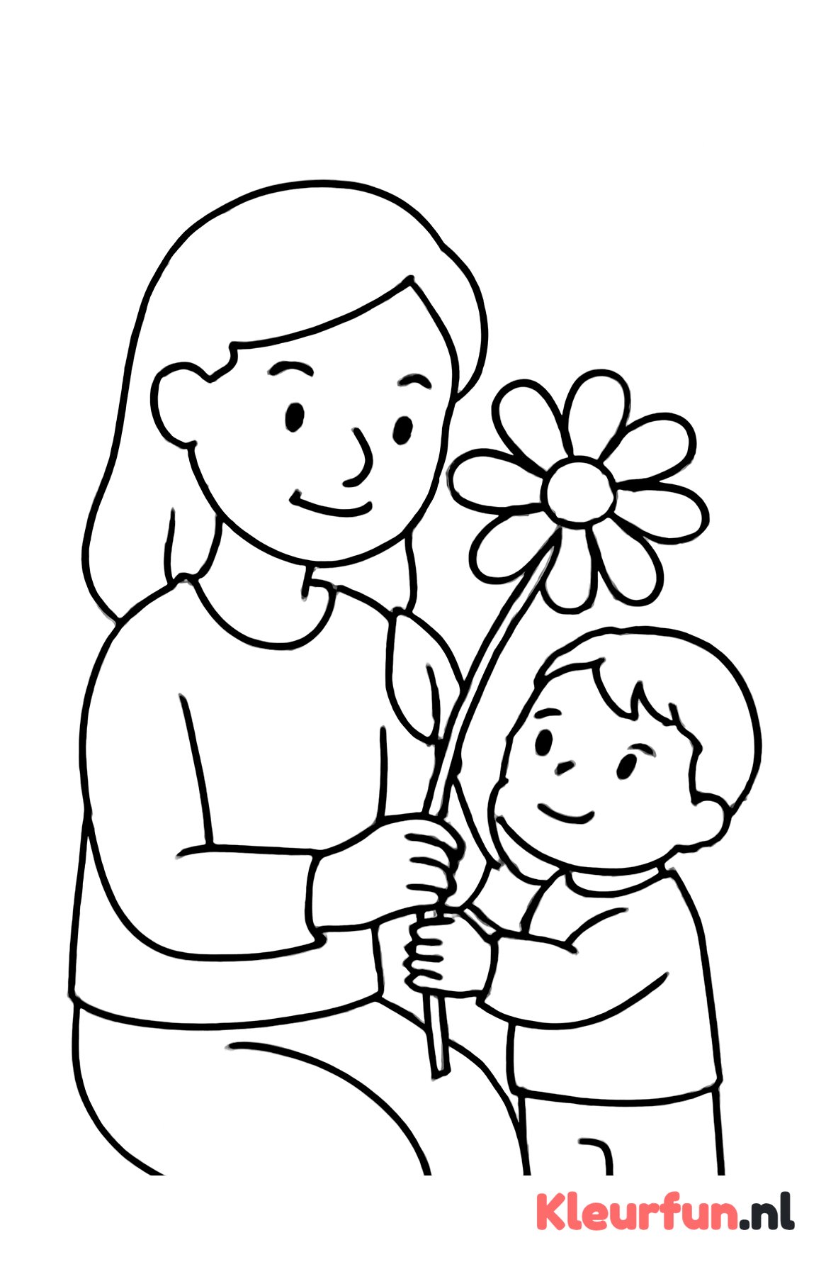 Moeder en kind met bloem