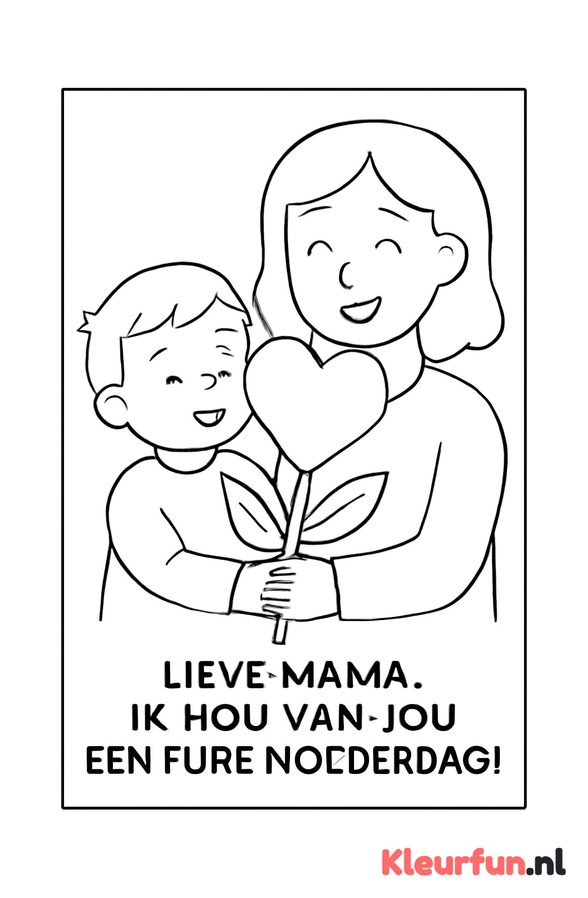 Moeder en kind met bloem en gedicht
