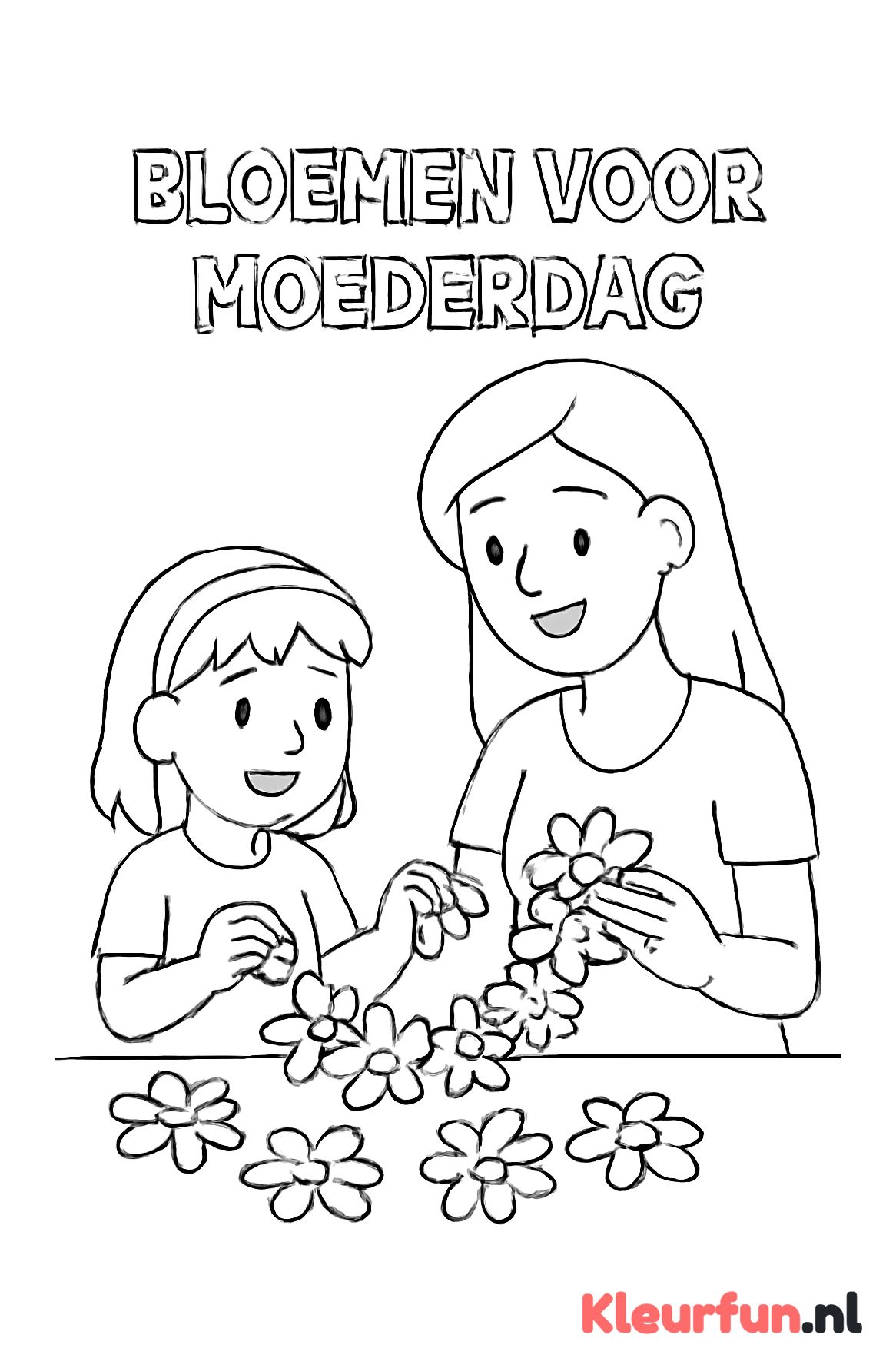Moeder en kind maken bloemenketting
