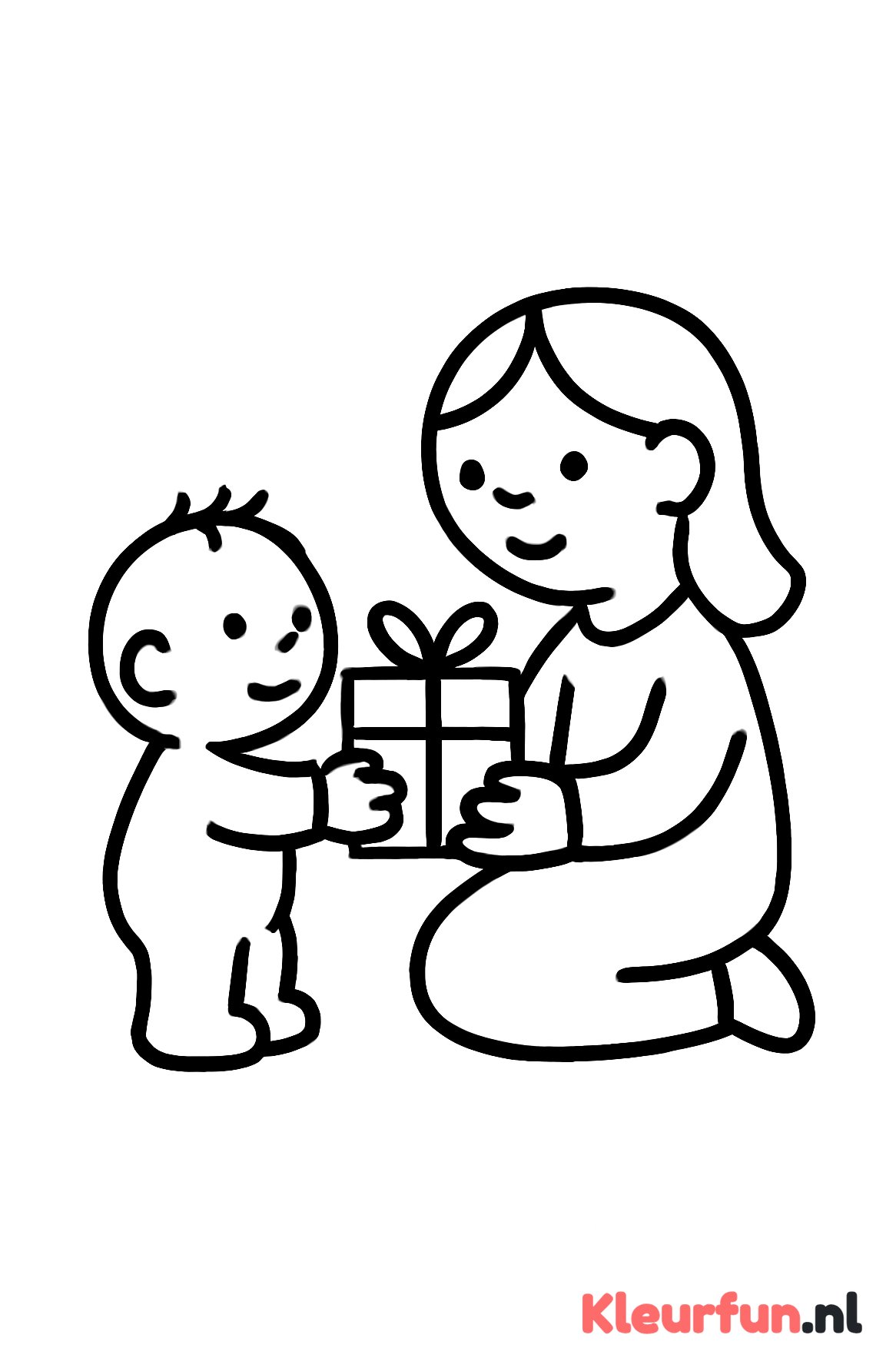 Moeder en kind met cadeau