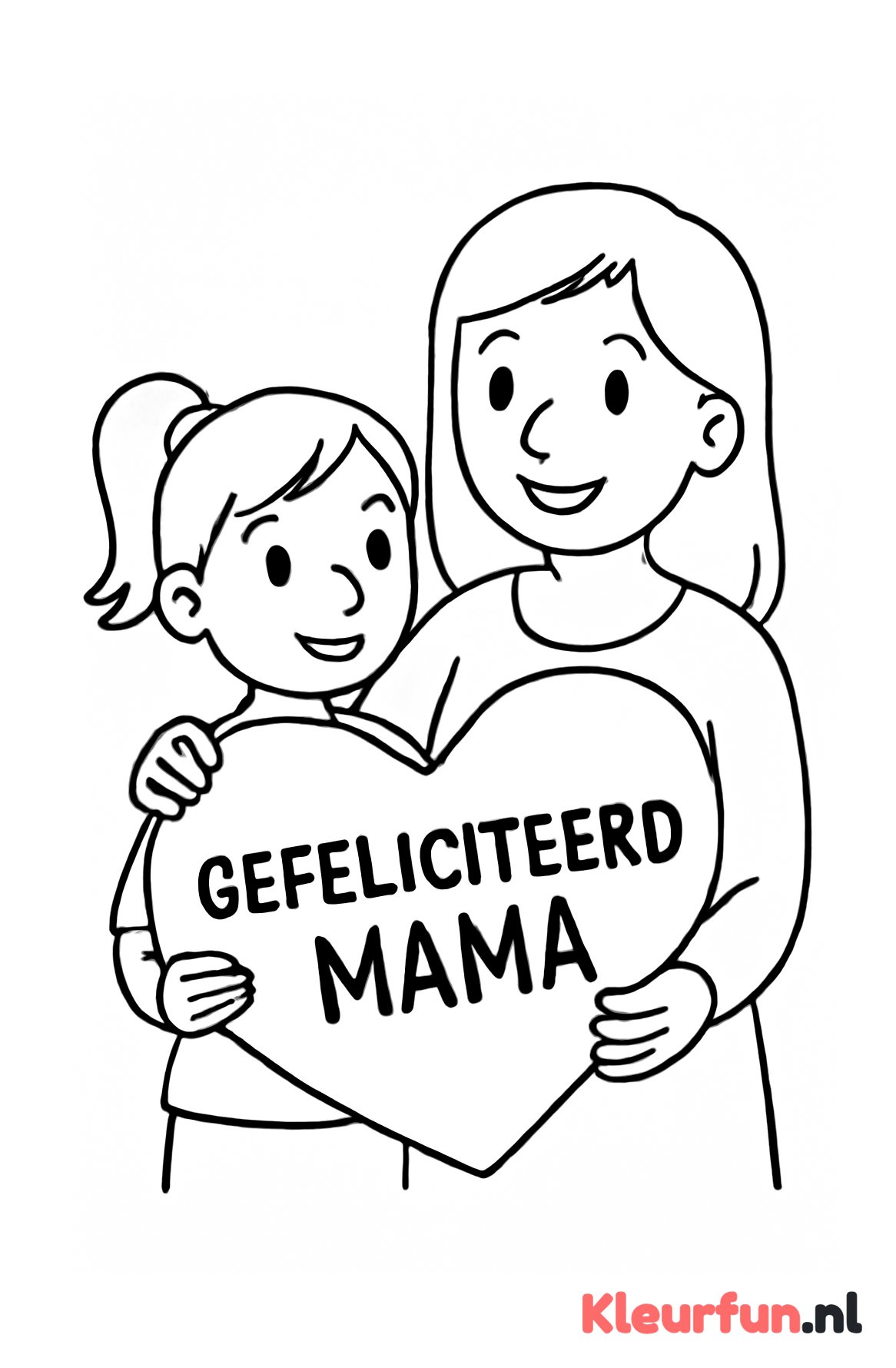 Moeder en kind met hartkaart Gefeliciteerd mama
