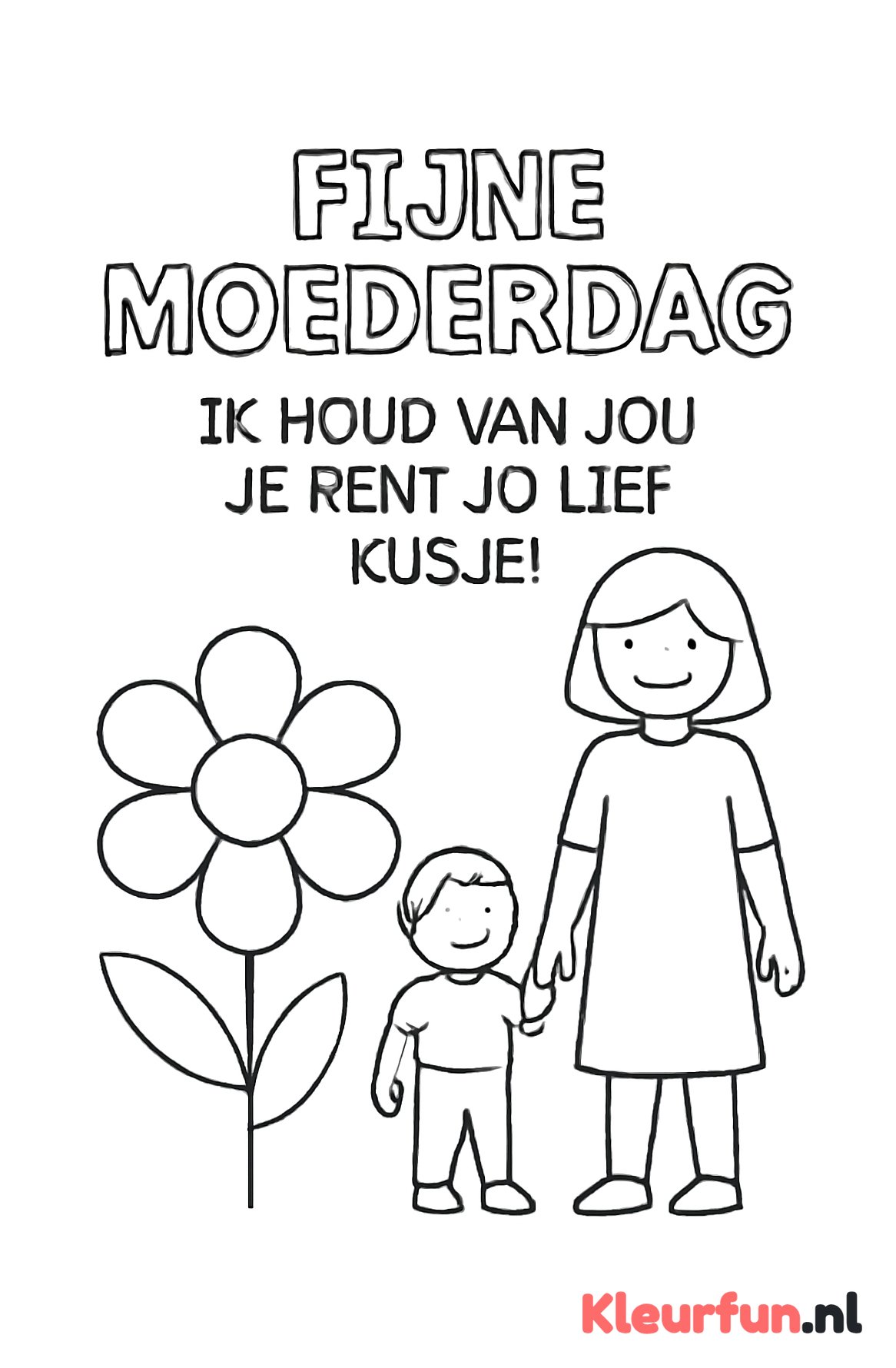 Moeder met bloem en gedicht