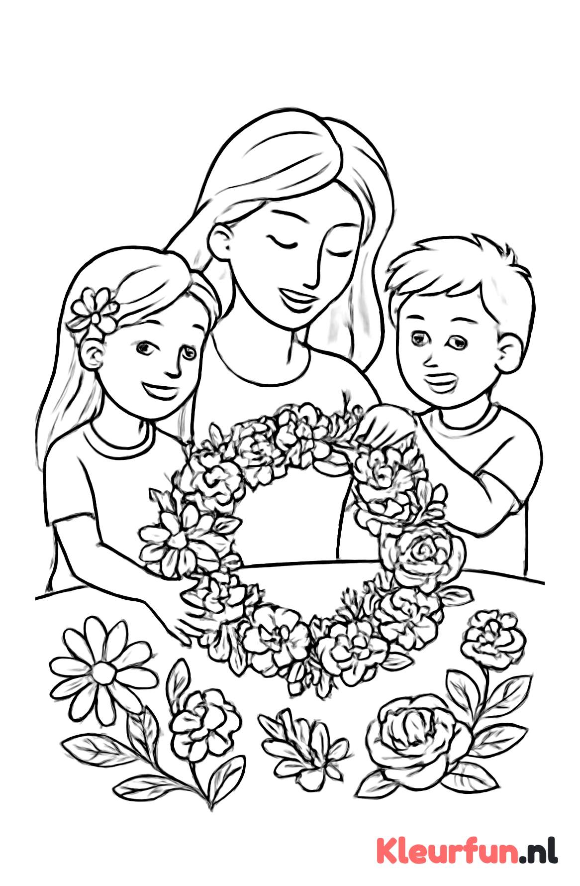 Moeder met bloemenkrans