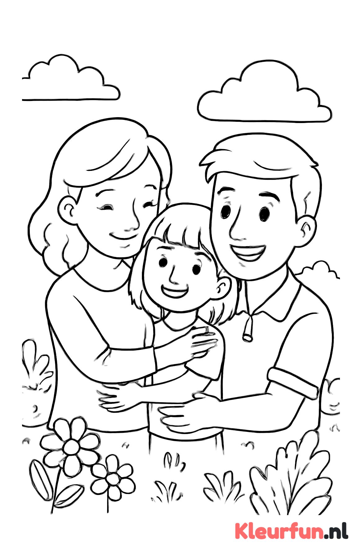 Moeder en vader met kind in de tuin