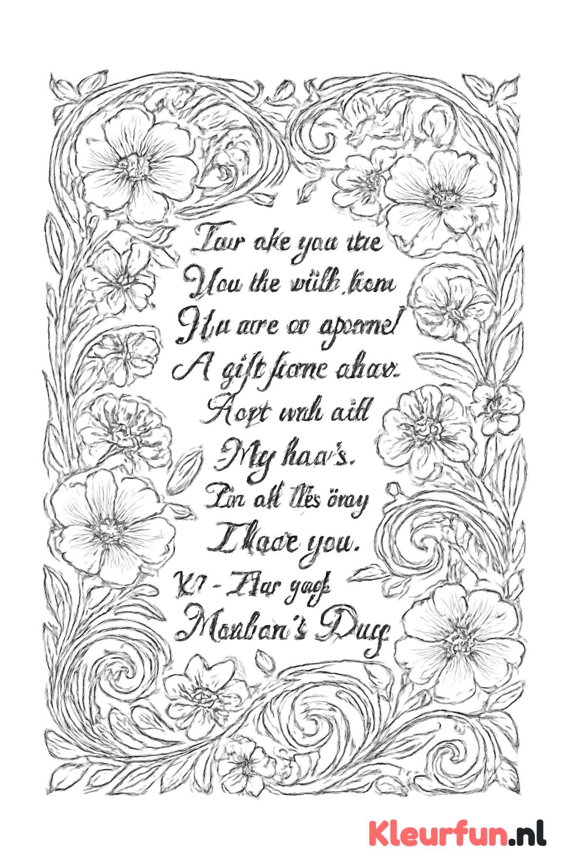 Moederdag gedicht met art nouveau bloemen