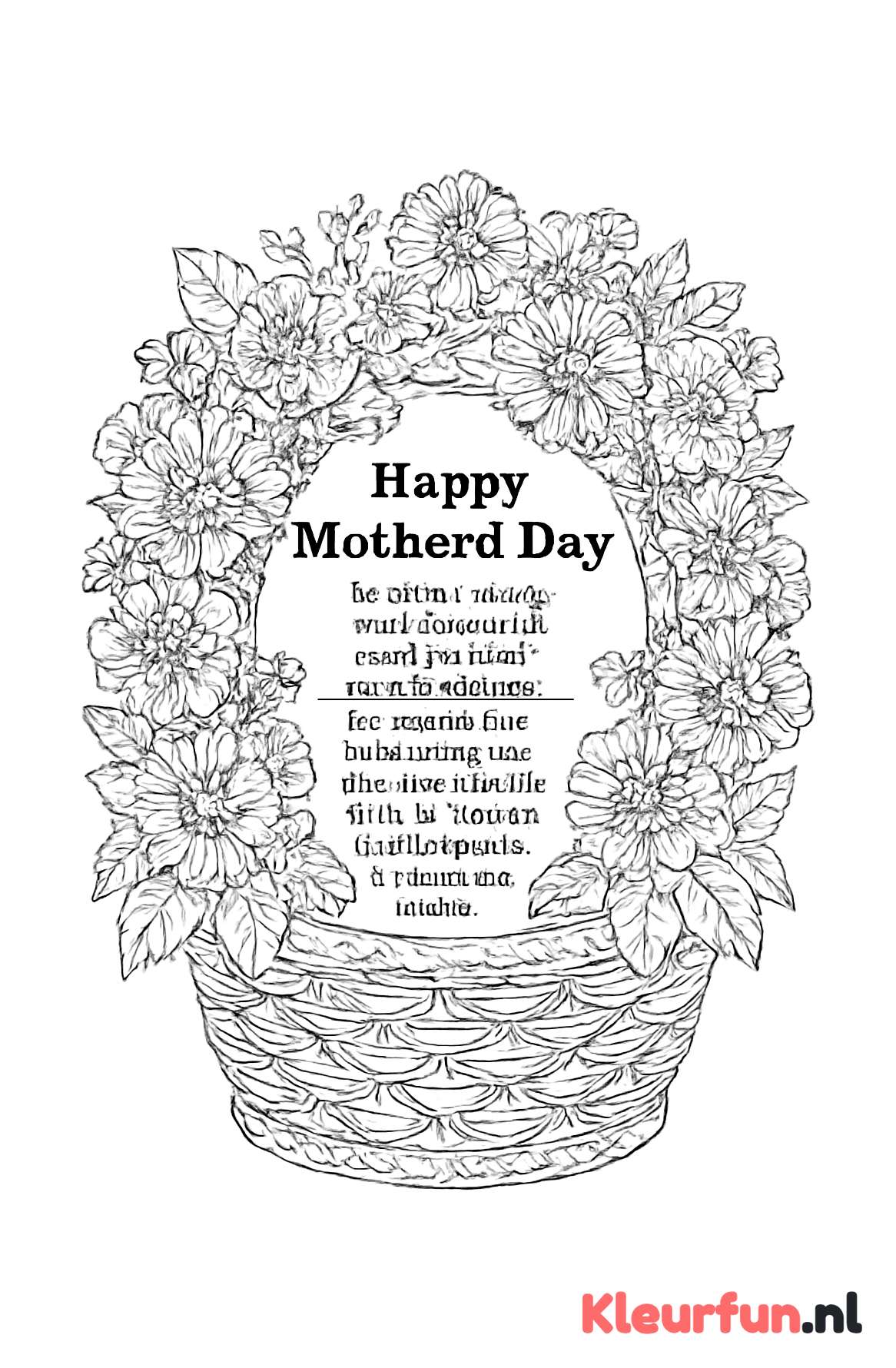 Moederdag gedicht met bloemenmand