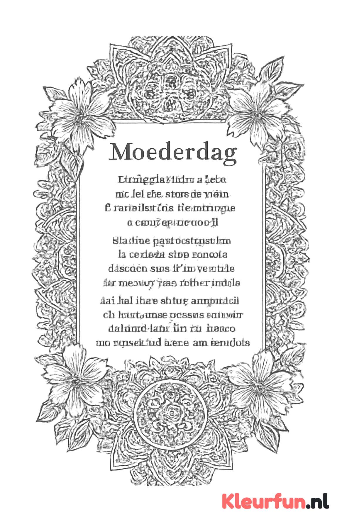 Moederdag gedicht met mandala omlijsting