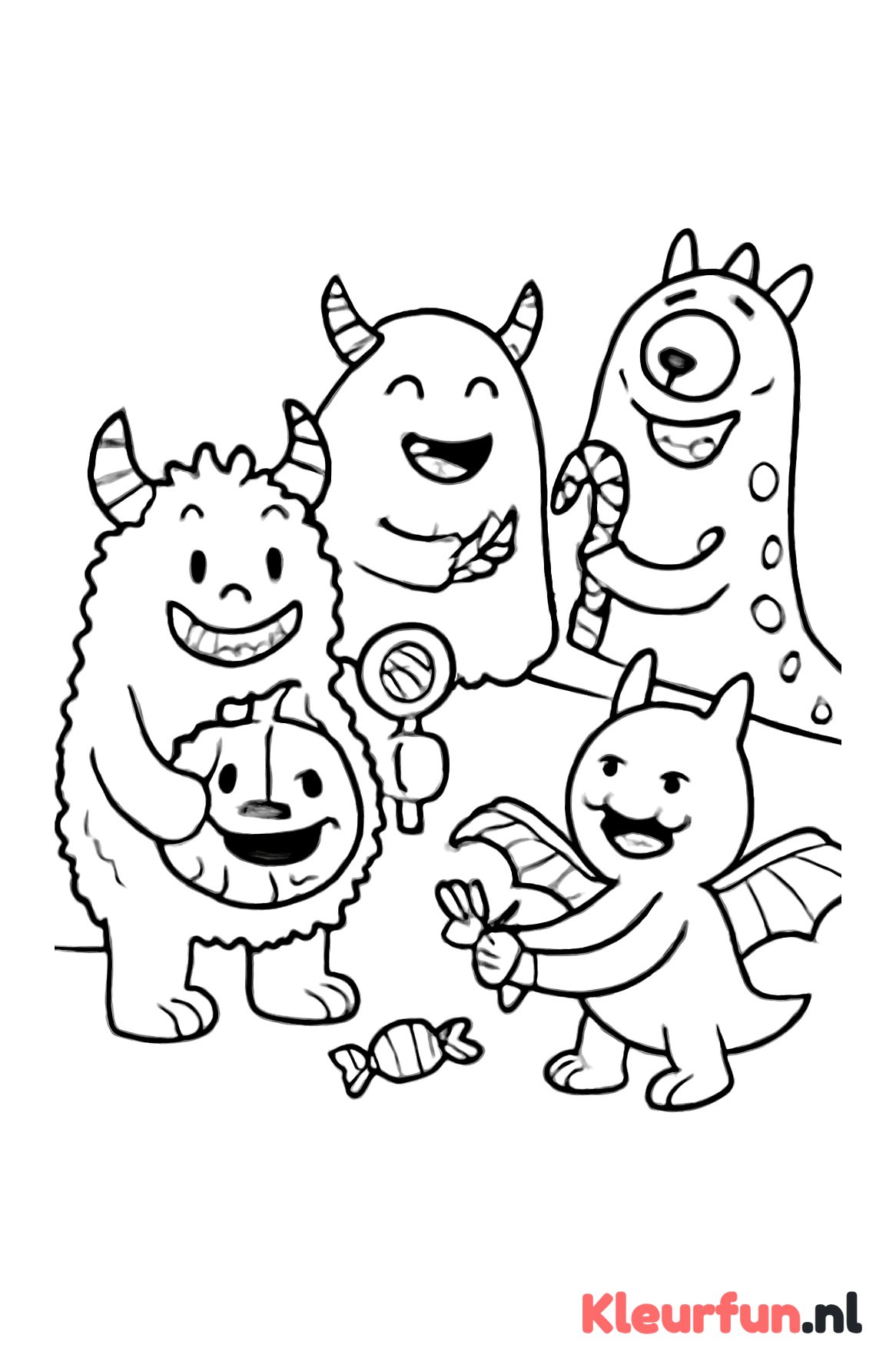 Monsters met Halloween snoepgoed