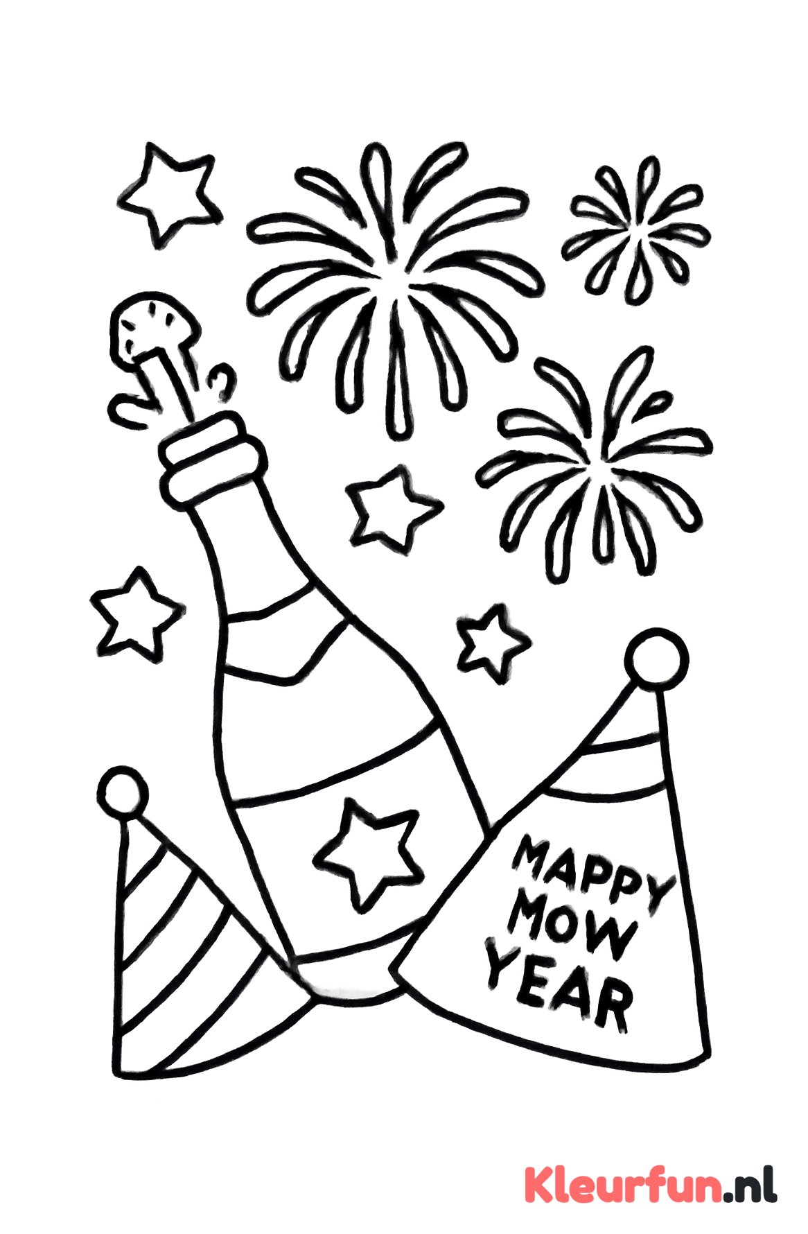 Champagne en feesthoedjes Nieuwjaar