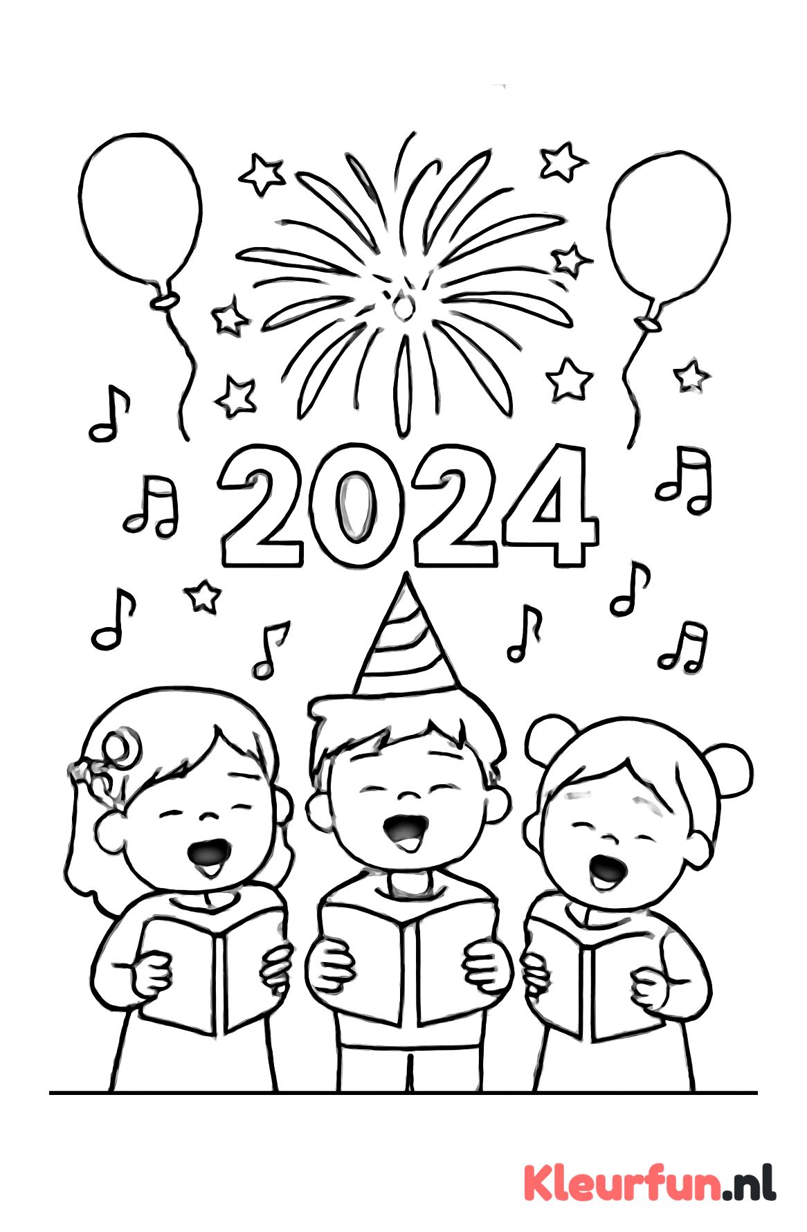 Nieuwjaarsfeest met kinderen en ballonnen