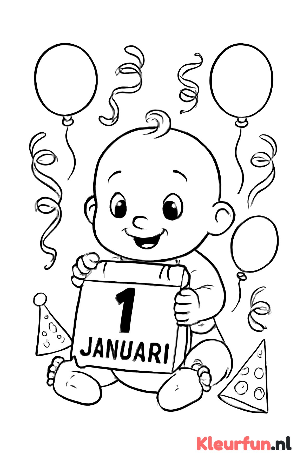 Nieuwjaarsbaby met feestversiering