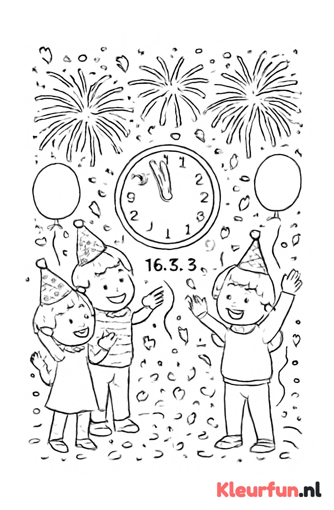 Nieuwjaarsfeest met vuurwerk en confetti