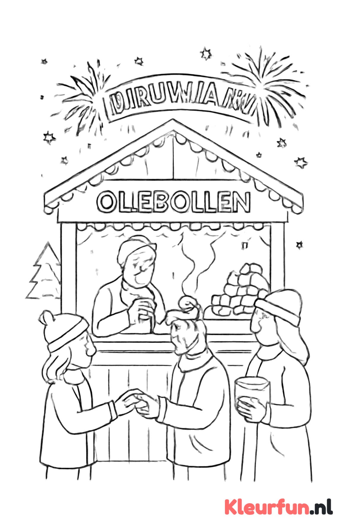 Nieuwjaarsmarkt met oliebollen kraam
