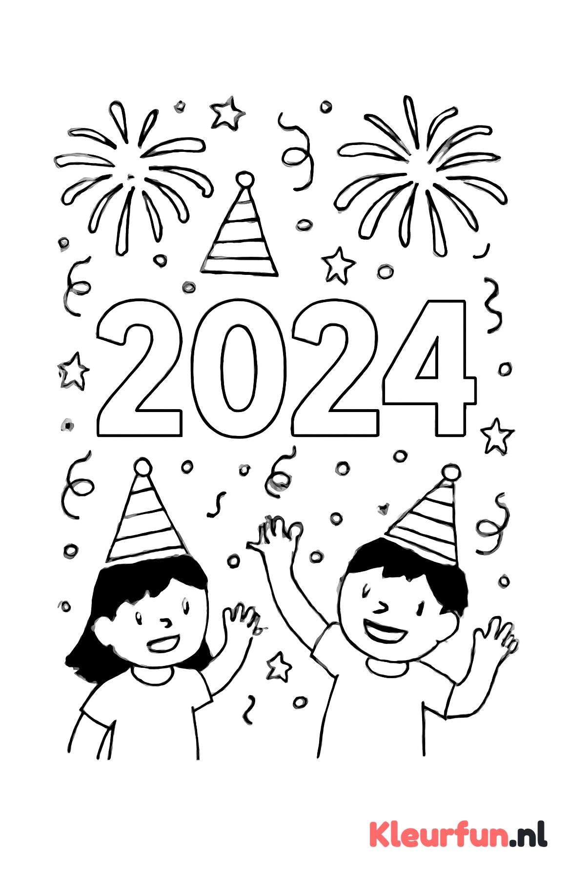Nieuwjaarsviering met cijfers en vuurwerk