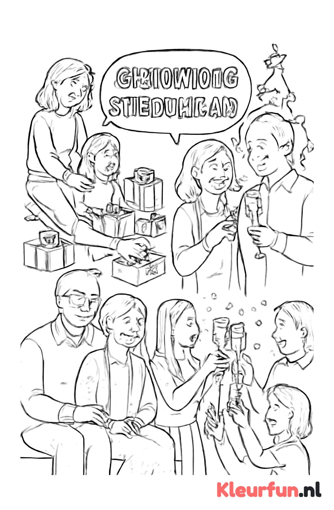 Nieuwjaarswens met familie en feestelijke toost
