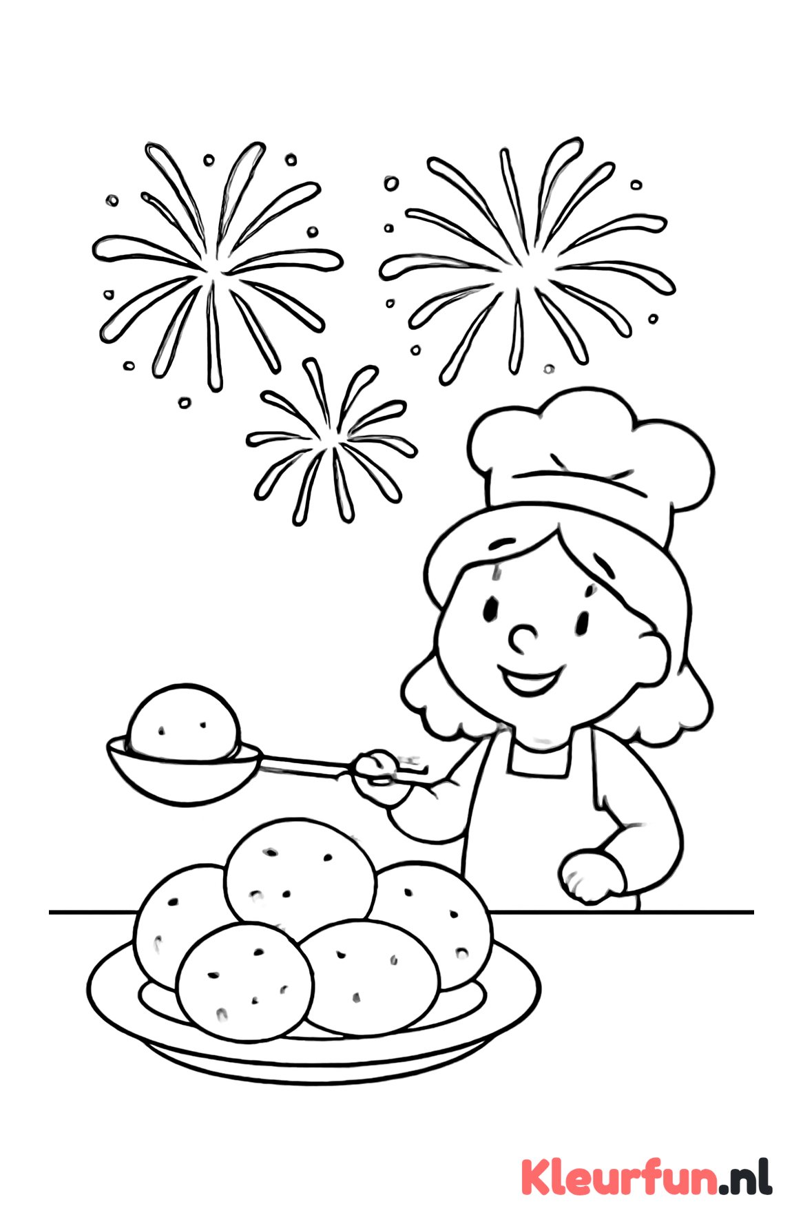 Oliebollen bakken met vuurwerk