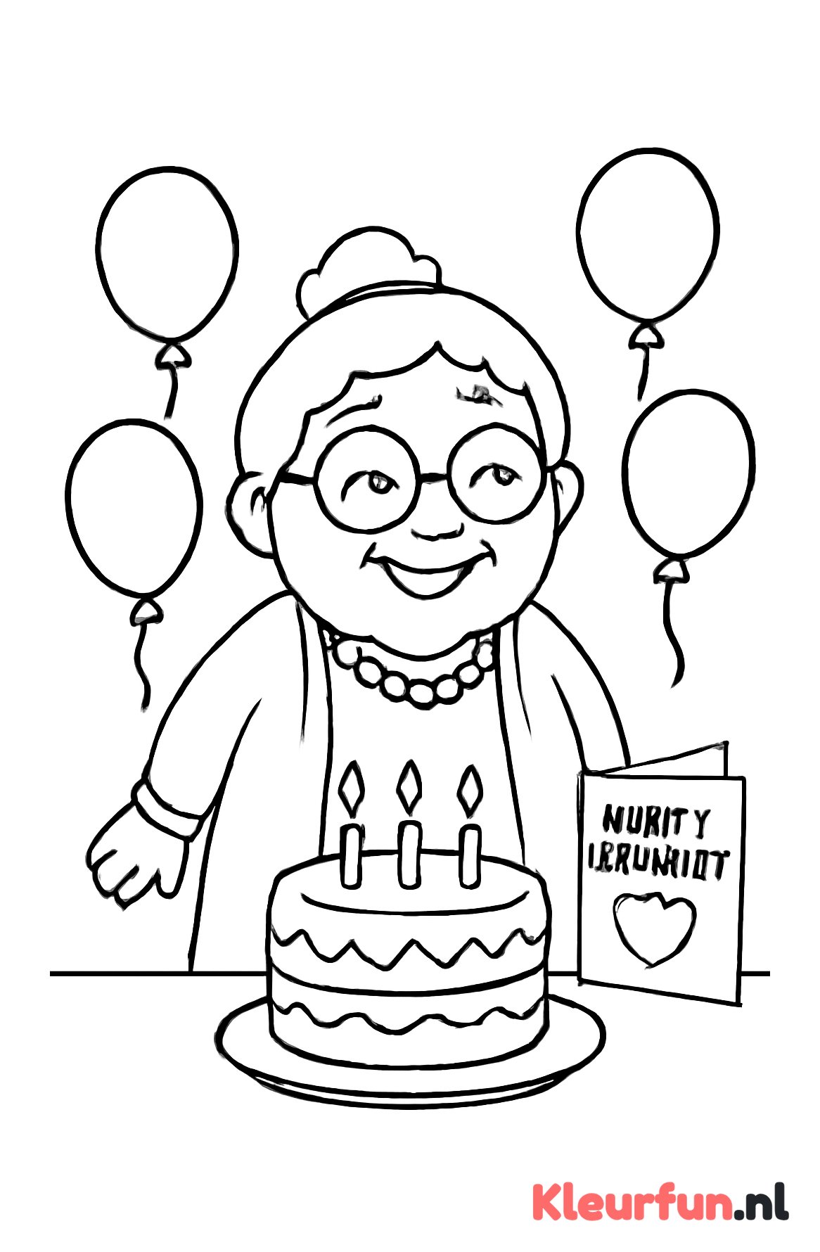 Oma's verjaardag met ballonnen en taart