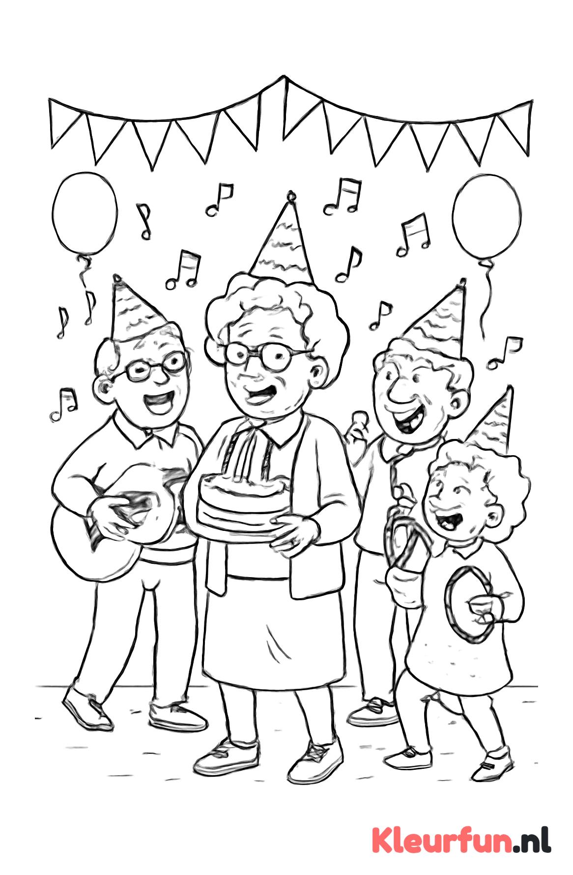 Oma en vrienden vieren feest