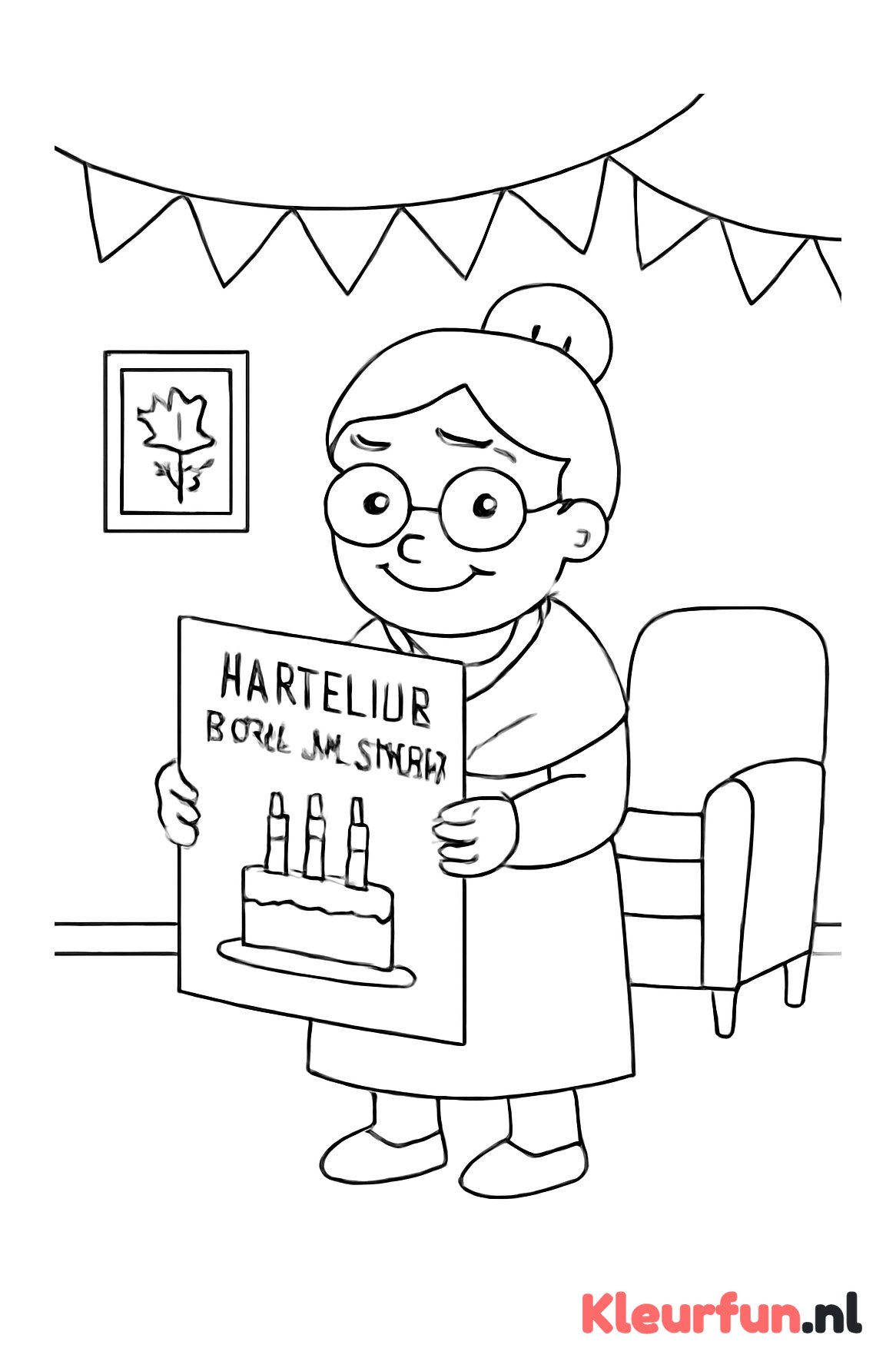 Oma met verjaardagskaart