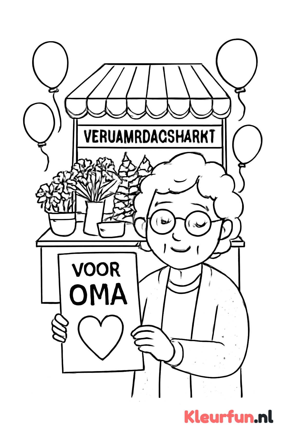 Oma op de verjaardagsmarkt