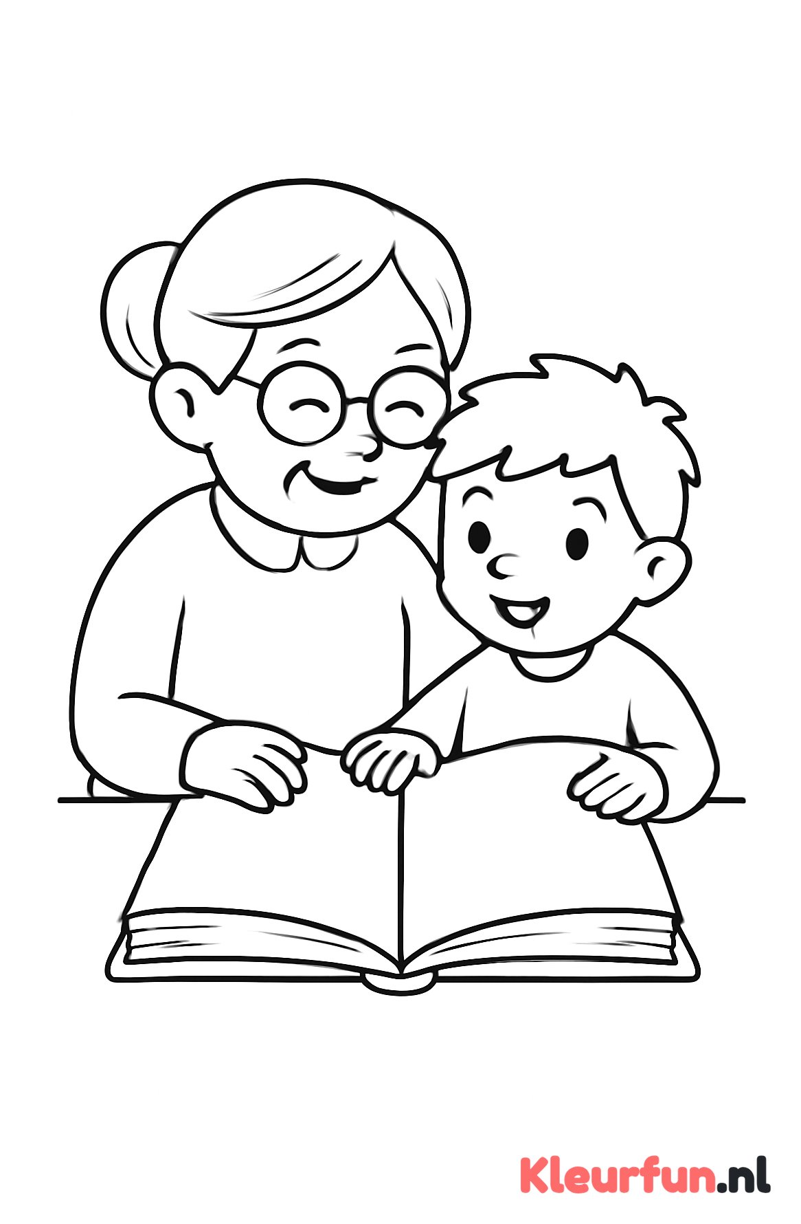 Oma leest voor aan kleinkind