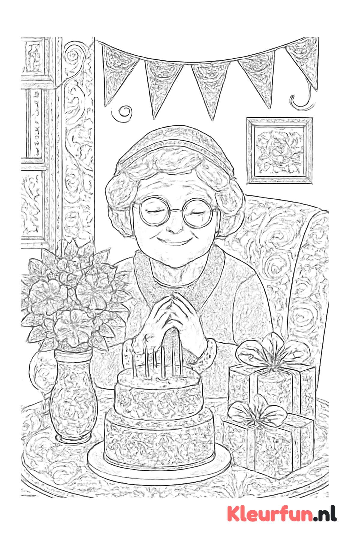 Oma's verjaardag in gezellige woonkamer