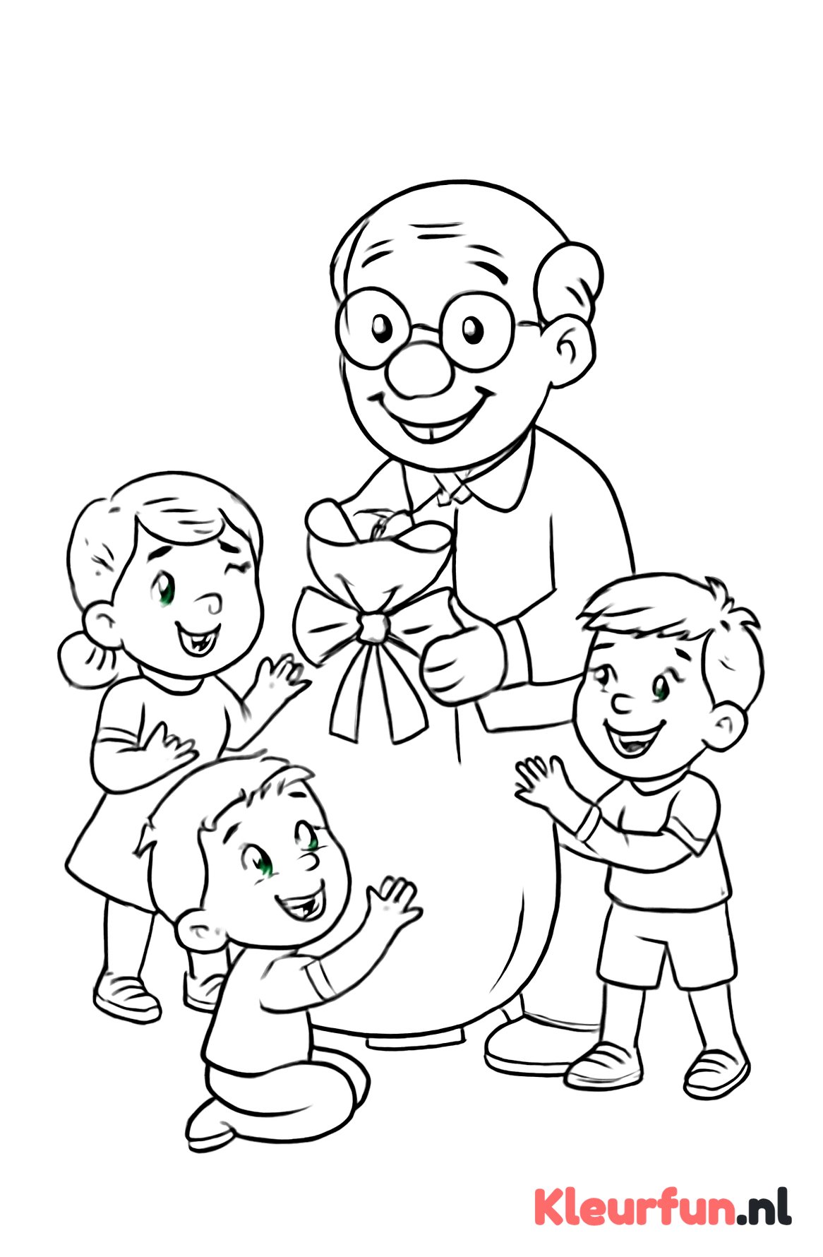 Opa met cadeauzak