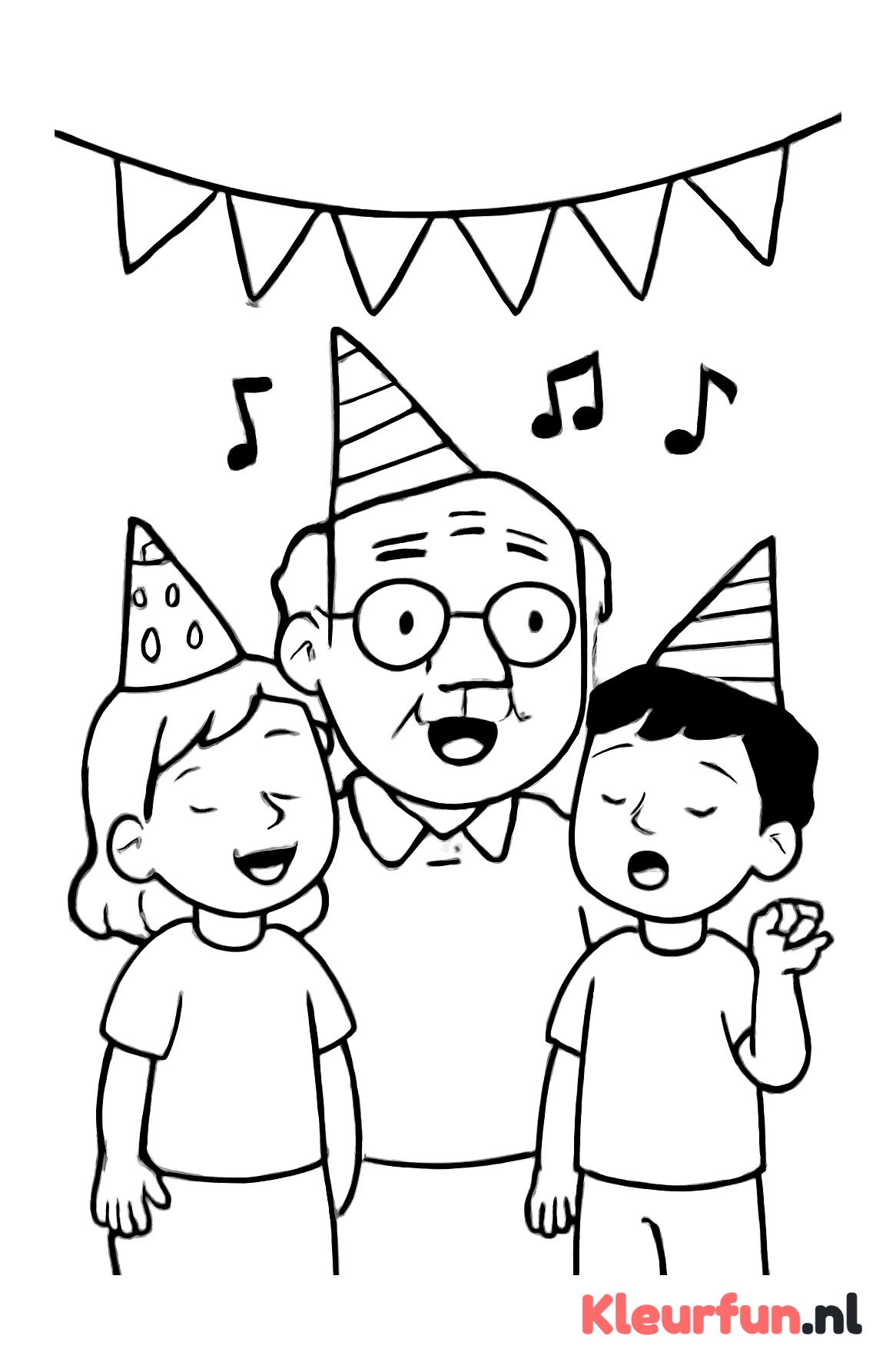 Opa zingt liedjes met kleinkinderen