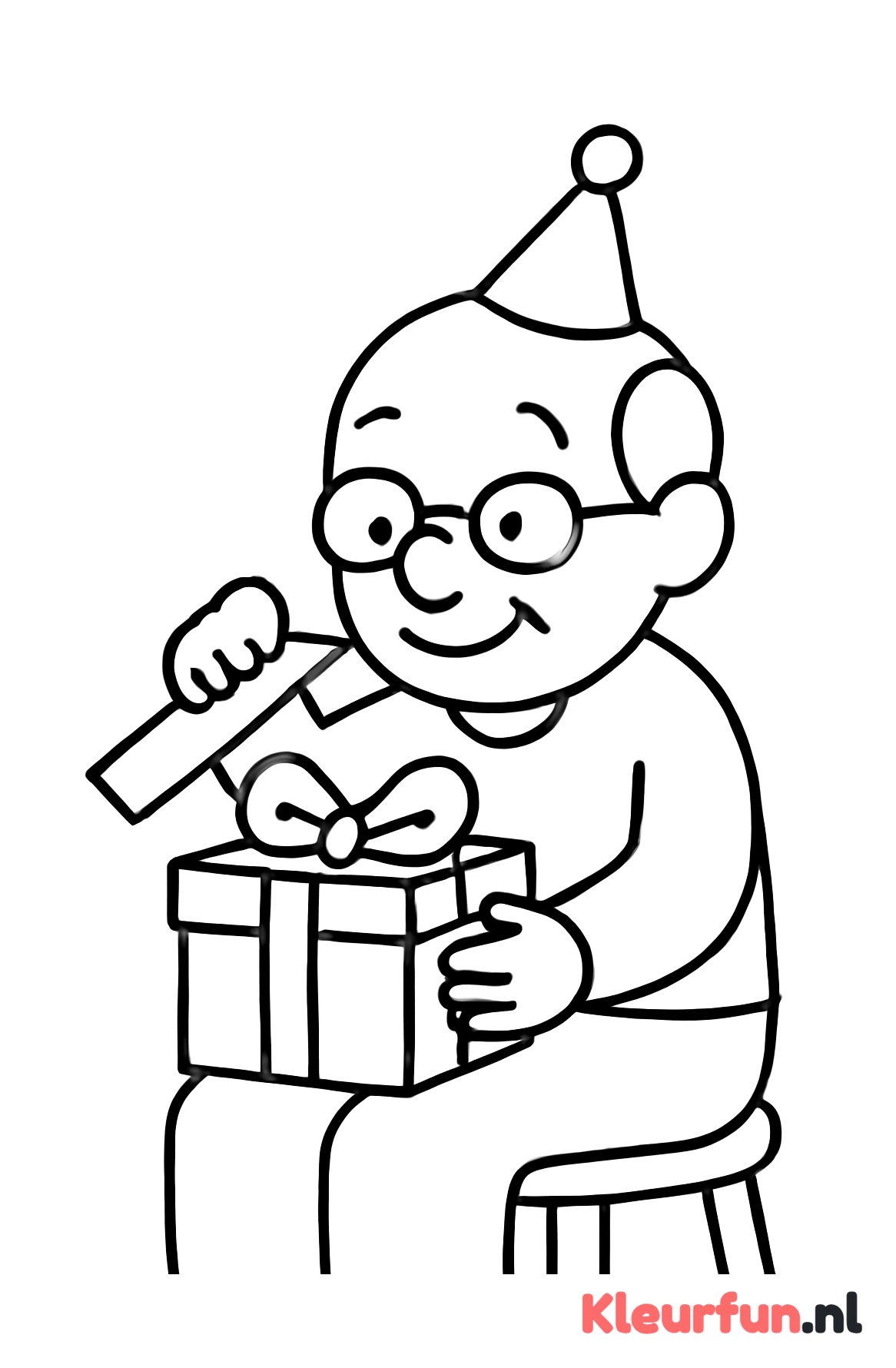 Opa opent cadeau