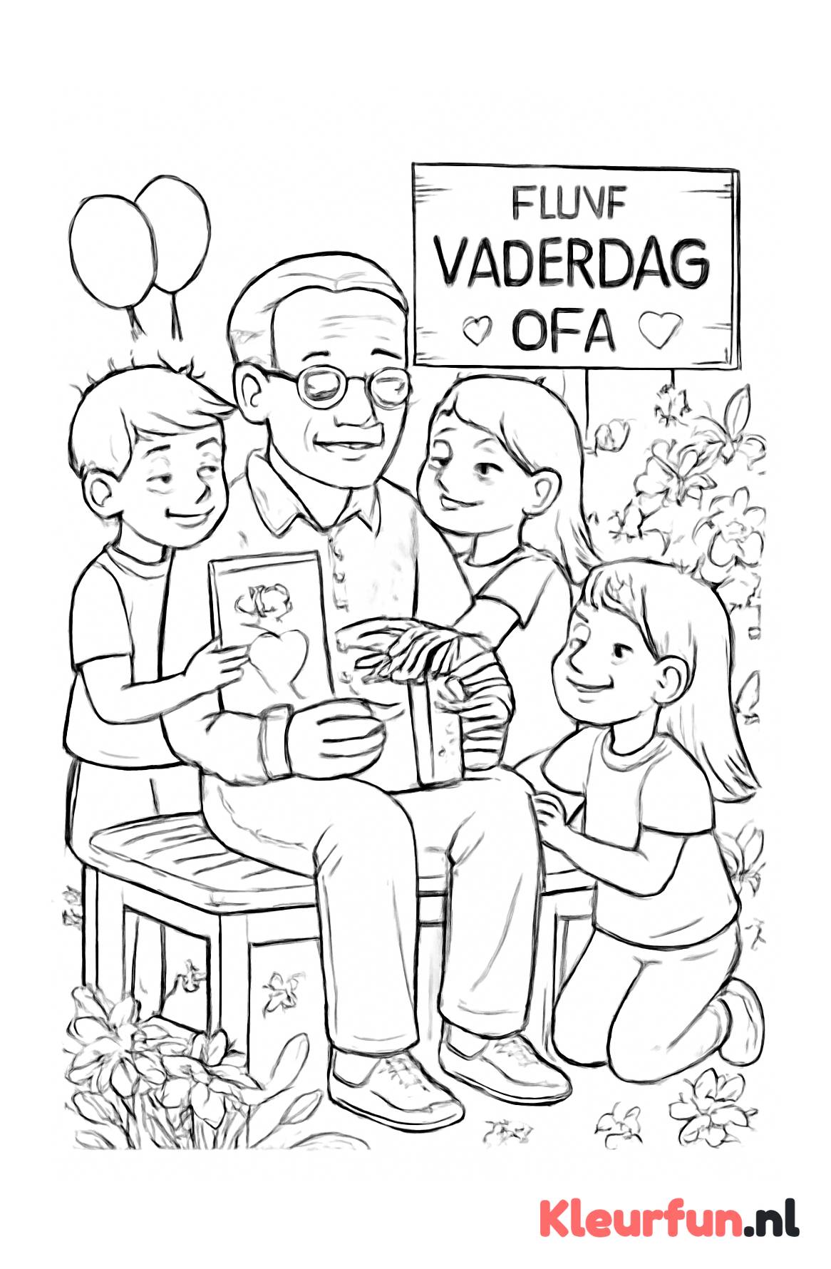 Opa viert Vaderdag met kleinkinderen in de tuin