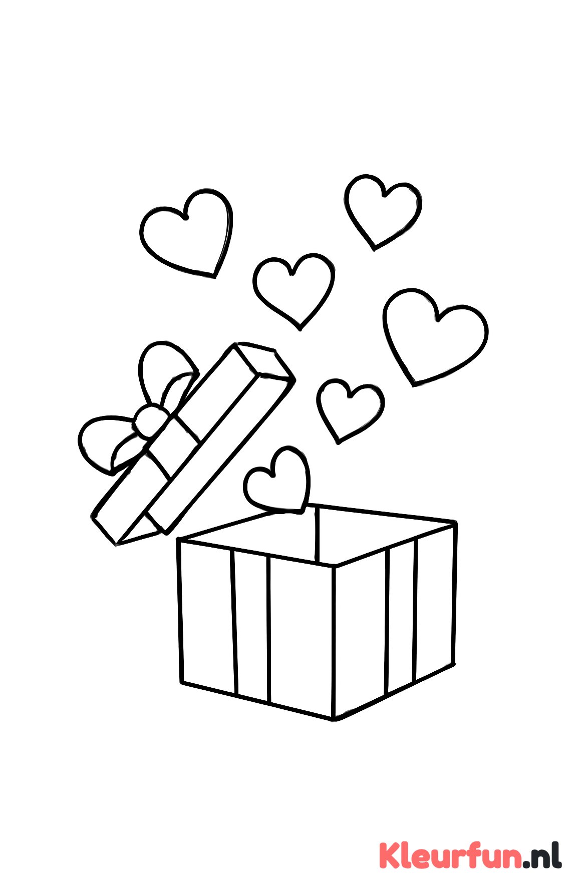 Open cadeau met hartjes