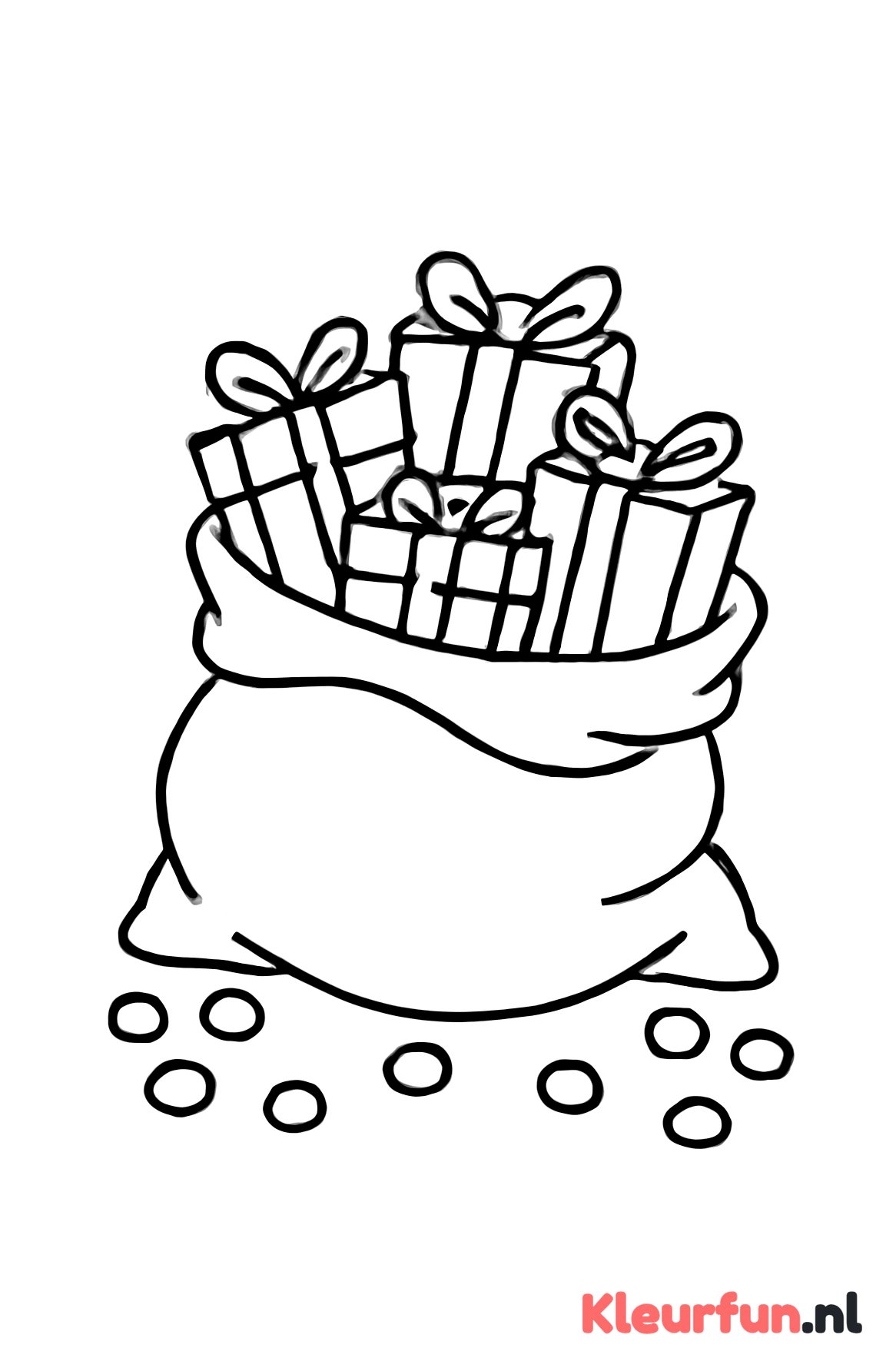 Open zak met cadeautjes en pepernoten
