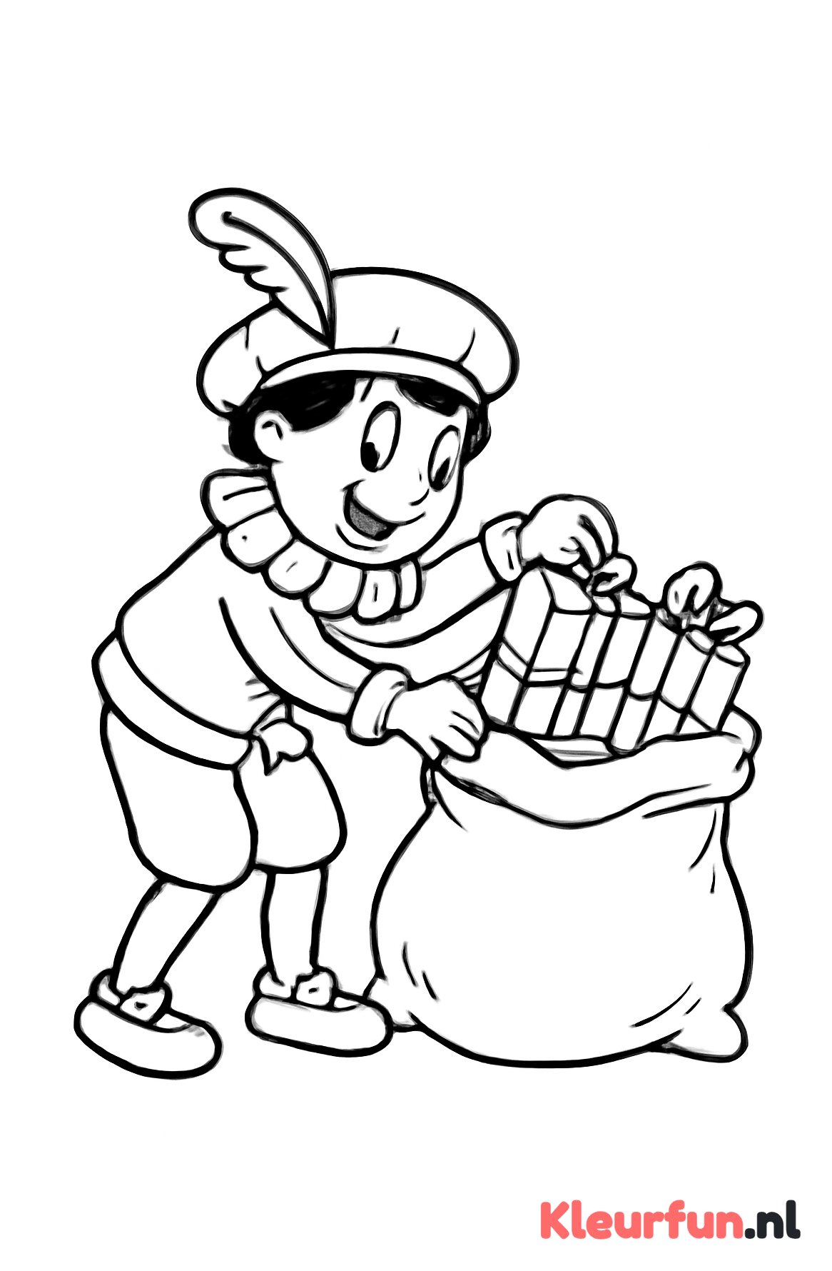 Open zak van Sinterklaas met Piet
