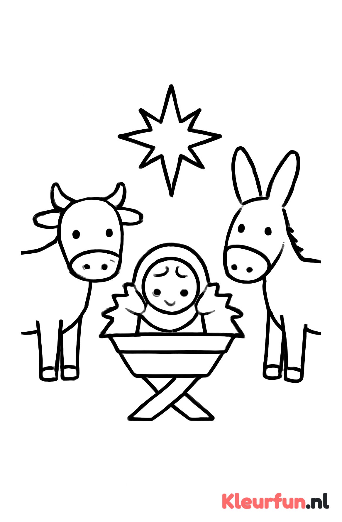 Kerststal met os en ezel voor peuters
