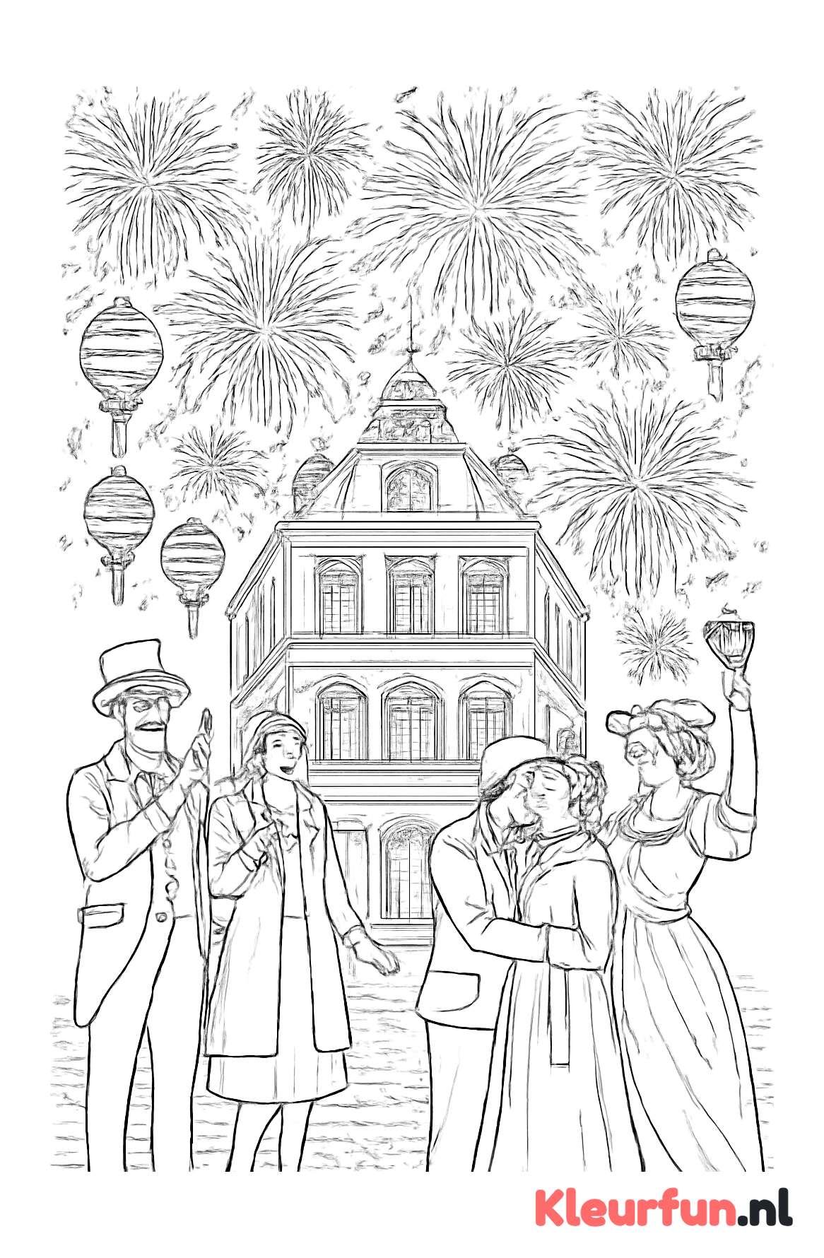 Vintage nieuwjaarsfeest in oude stad