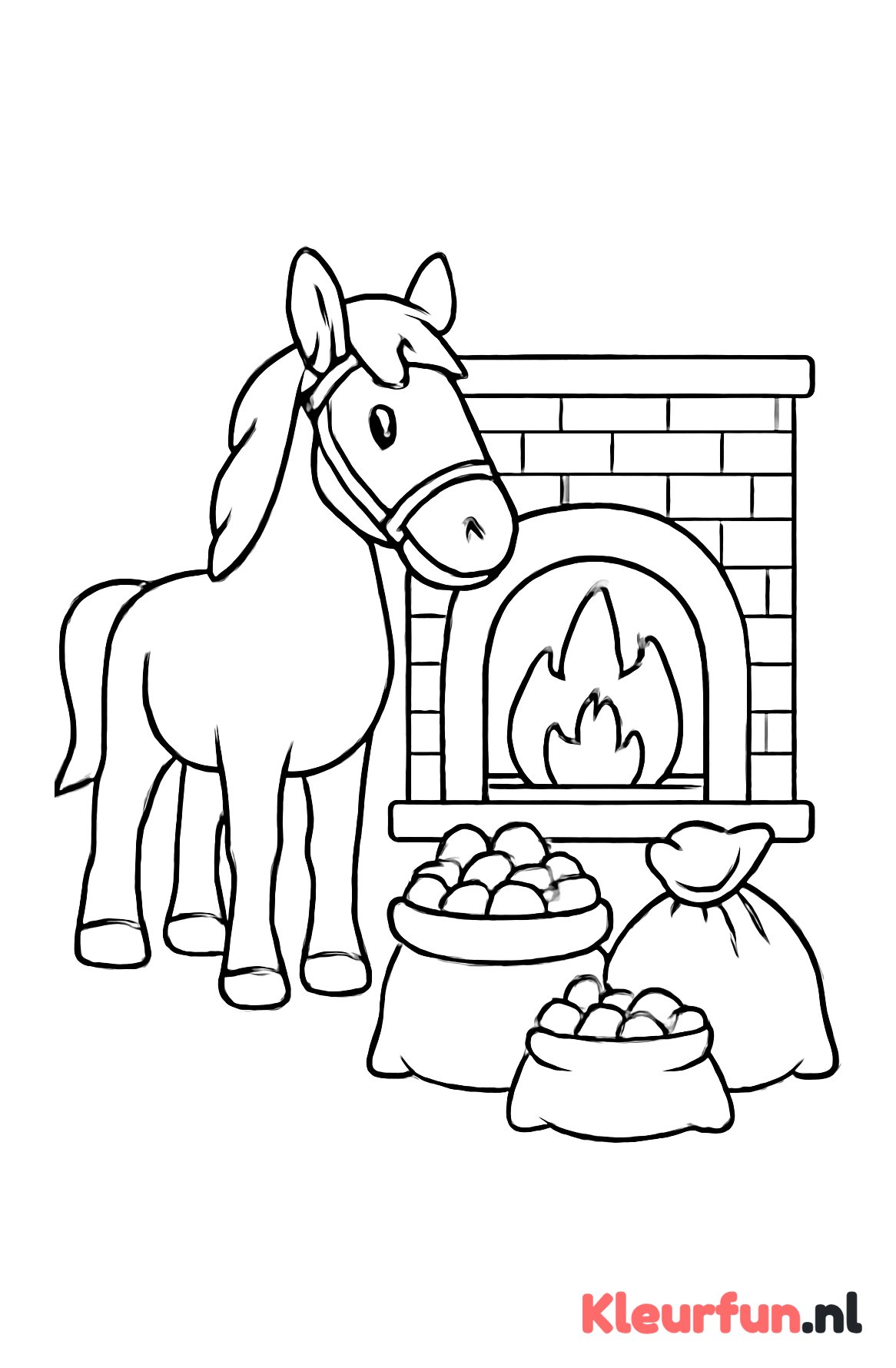 Paard van Sinterklaas bij schoorsteen