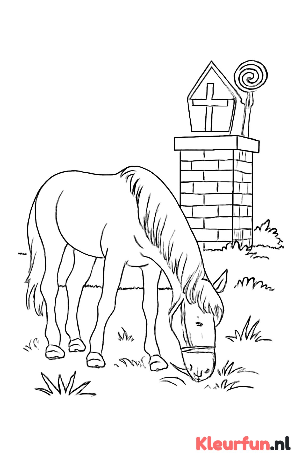 Paard van Sinterklaas in het weiland