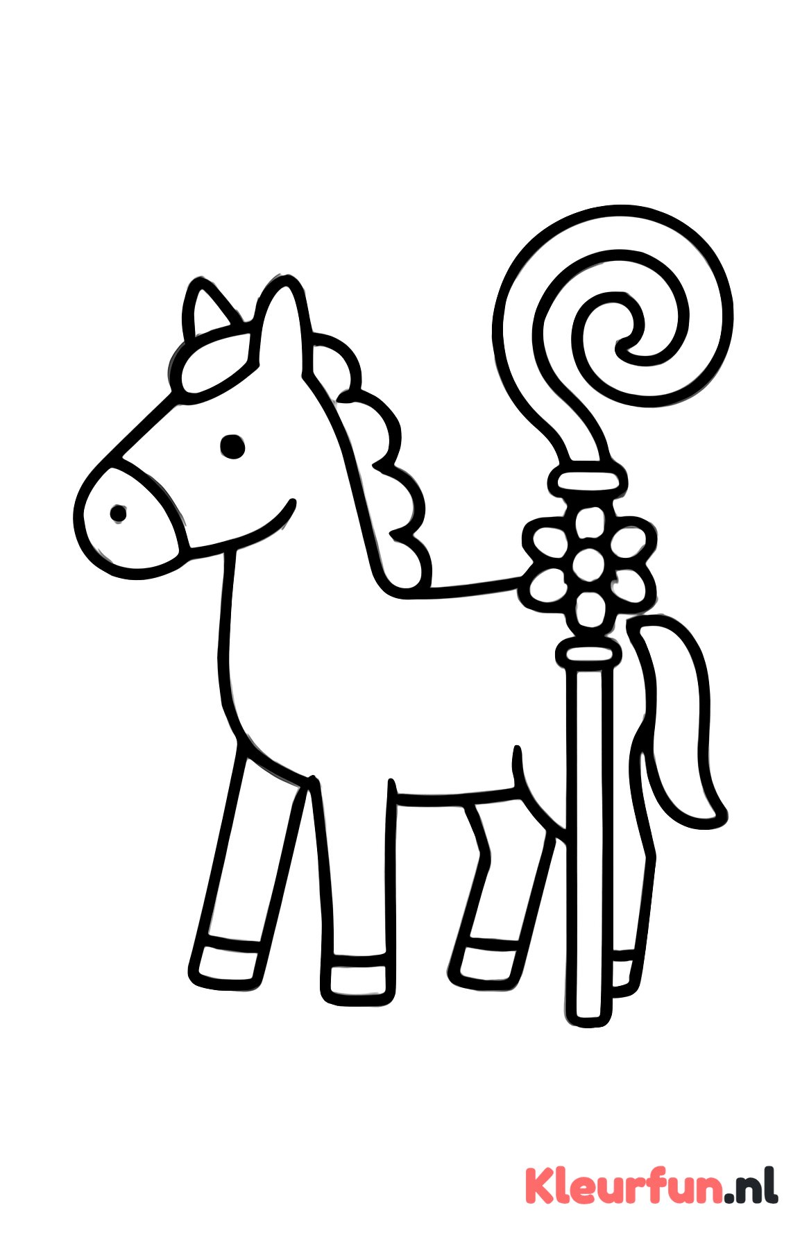 Paard van Sinterklaas met versierde staf