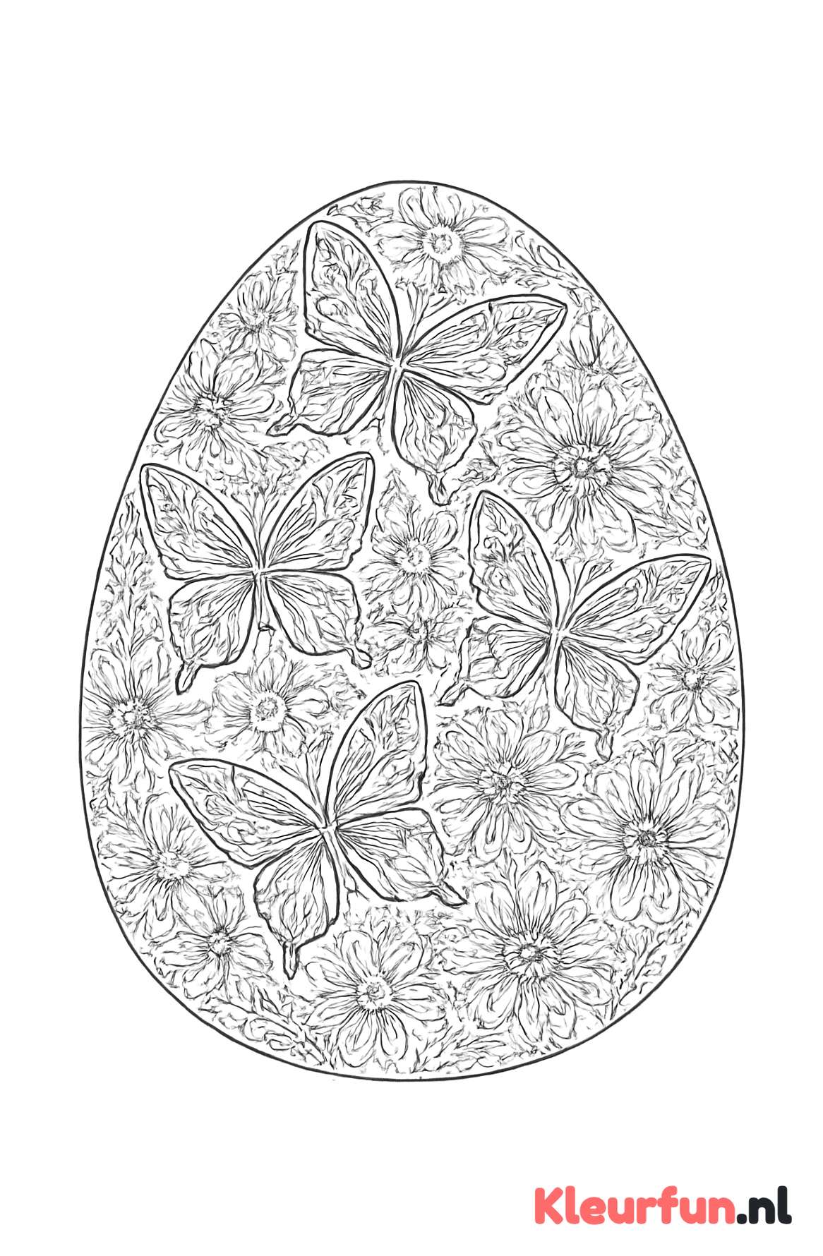 Paasei met Vlinders en Bloemen