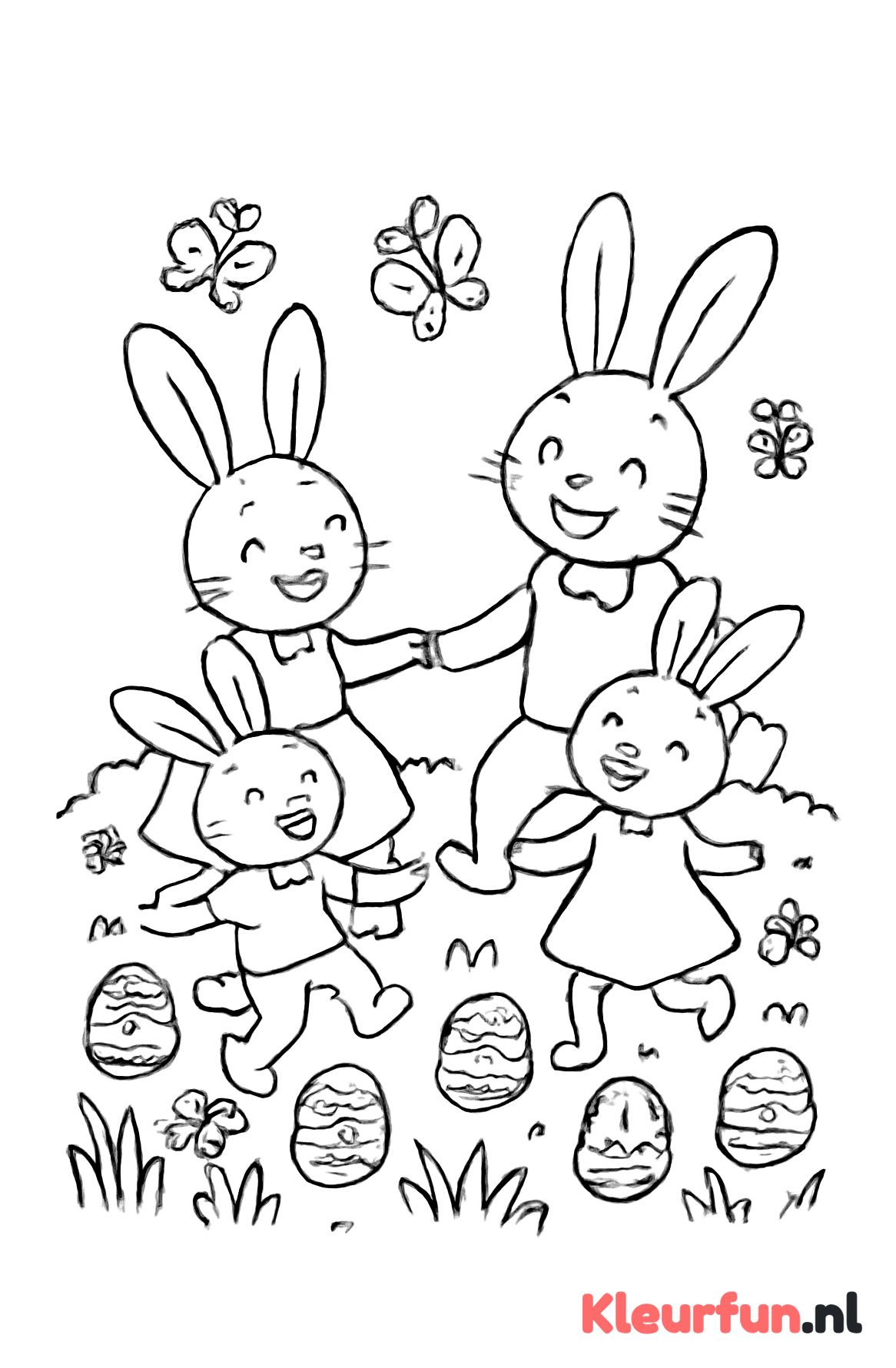 Paashaasfamilie danst in het veld