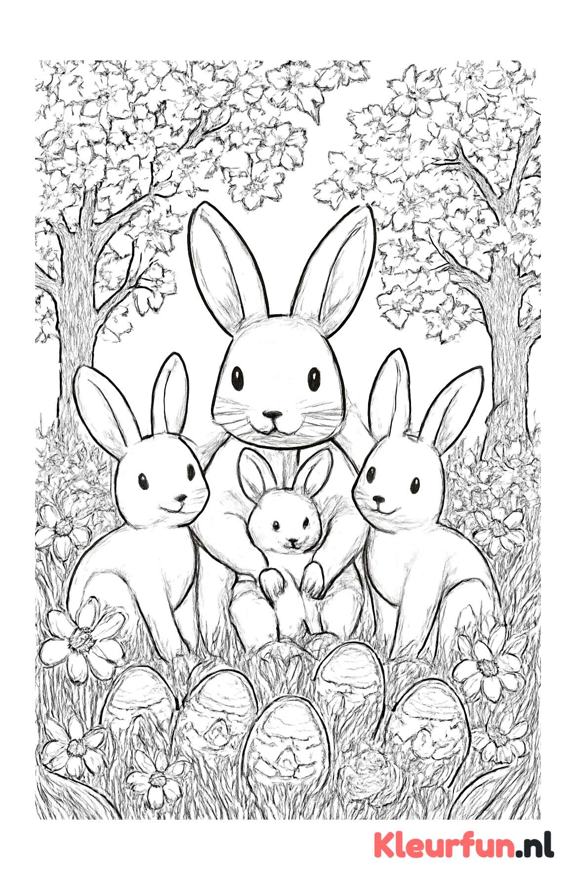 Paashaasfamilie in de lentetuin