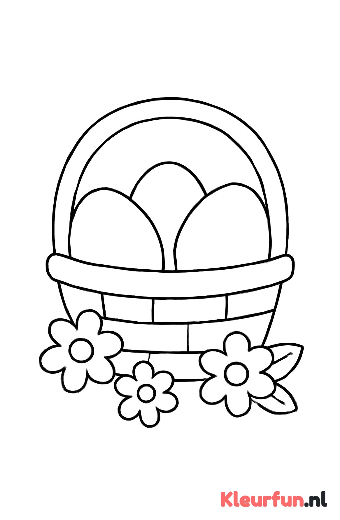 Paasmandje met handgreep en bloemen