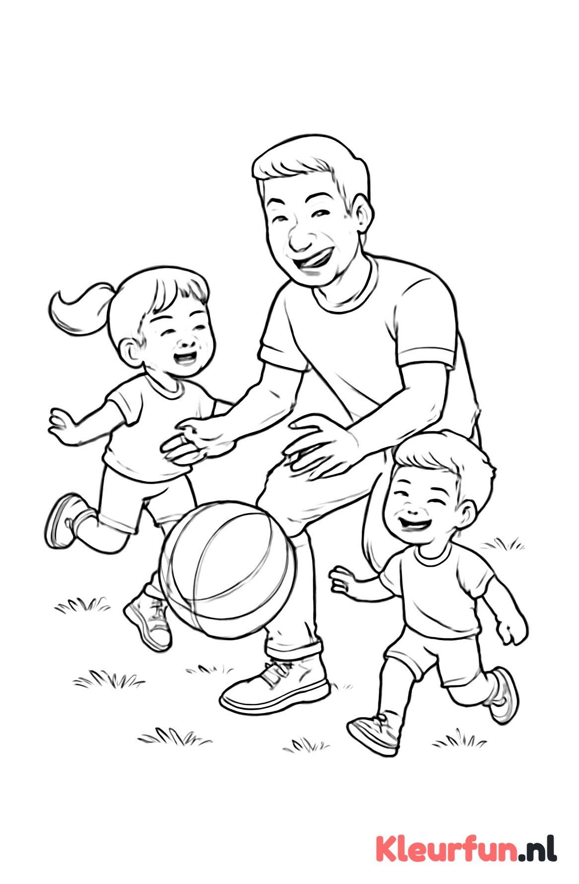 Papa speelt buiten met kinderen